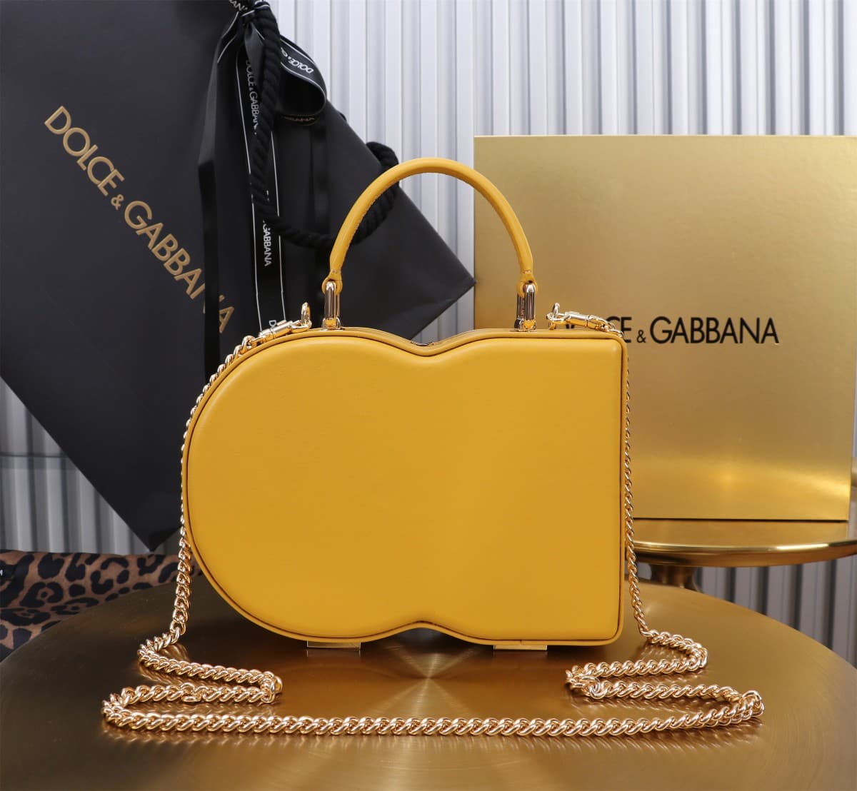 Dolce & Gabbana yellow leather DG Logo handbag high