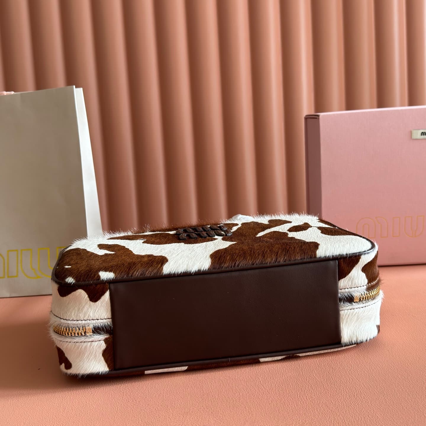 Miu Miu Beau calf hair shoulder bag in  animal print 5BB172 TOP