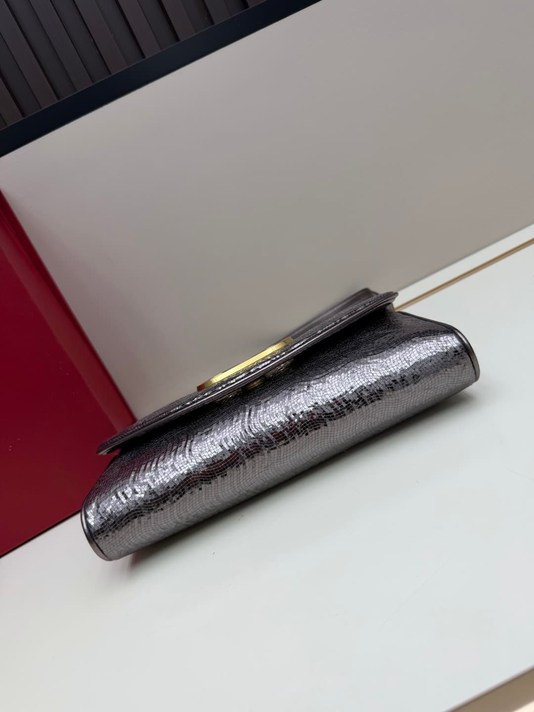 Valentino Garavani Devain Small Nappa Sequins Shoulder Bag Dark Silver High