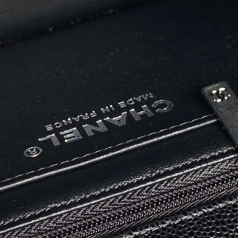 Chanel Mini Flap Bag with Top Handle Grained Shiny Calfskin & Silver-Tone Metal Black AS5701 A