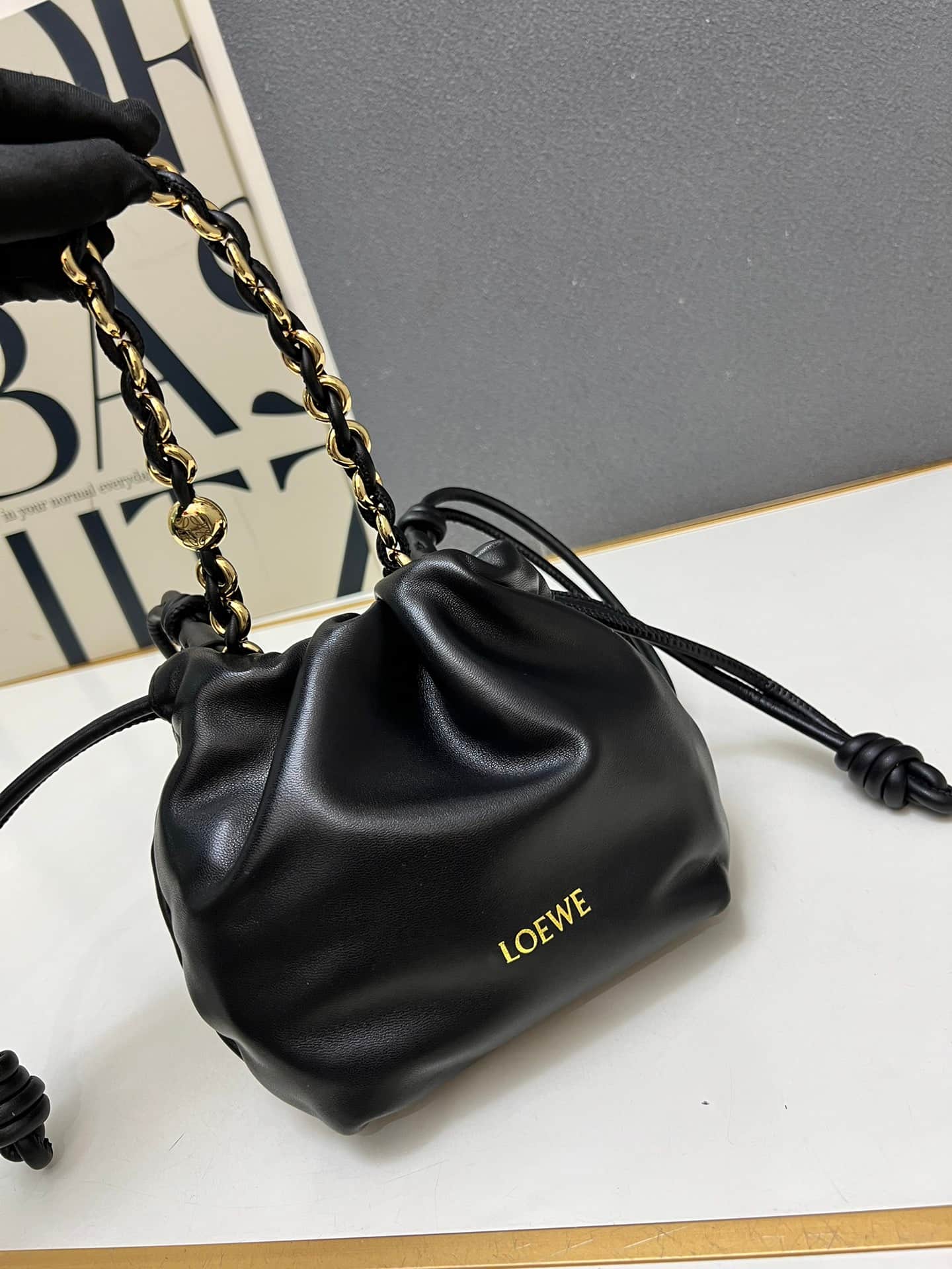 Loewe Mini Flamenco purse in black lambskin DG3307 High