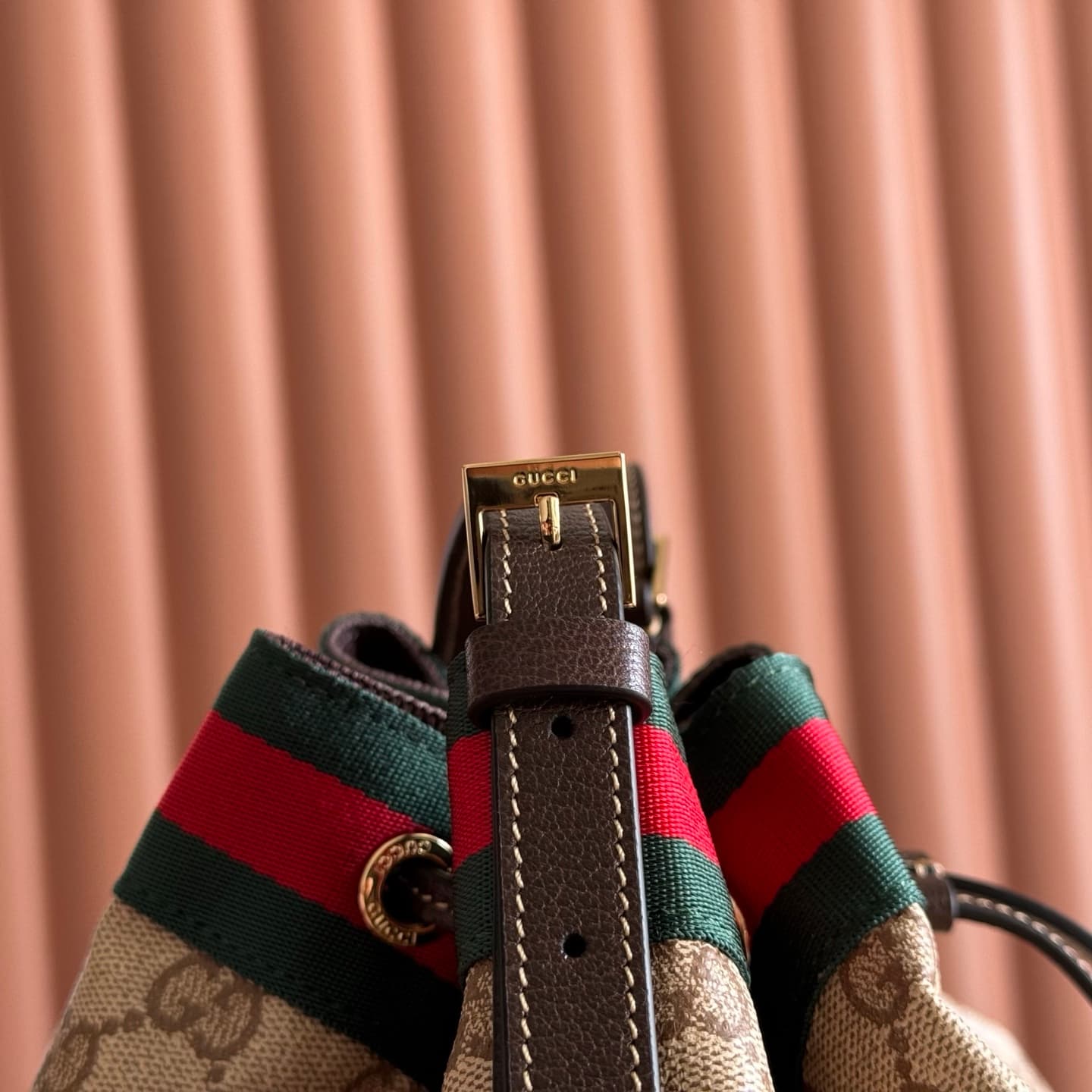 Gucci Venice large bucket bag Sand and dark brown GG coated canvas 875238 High