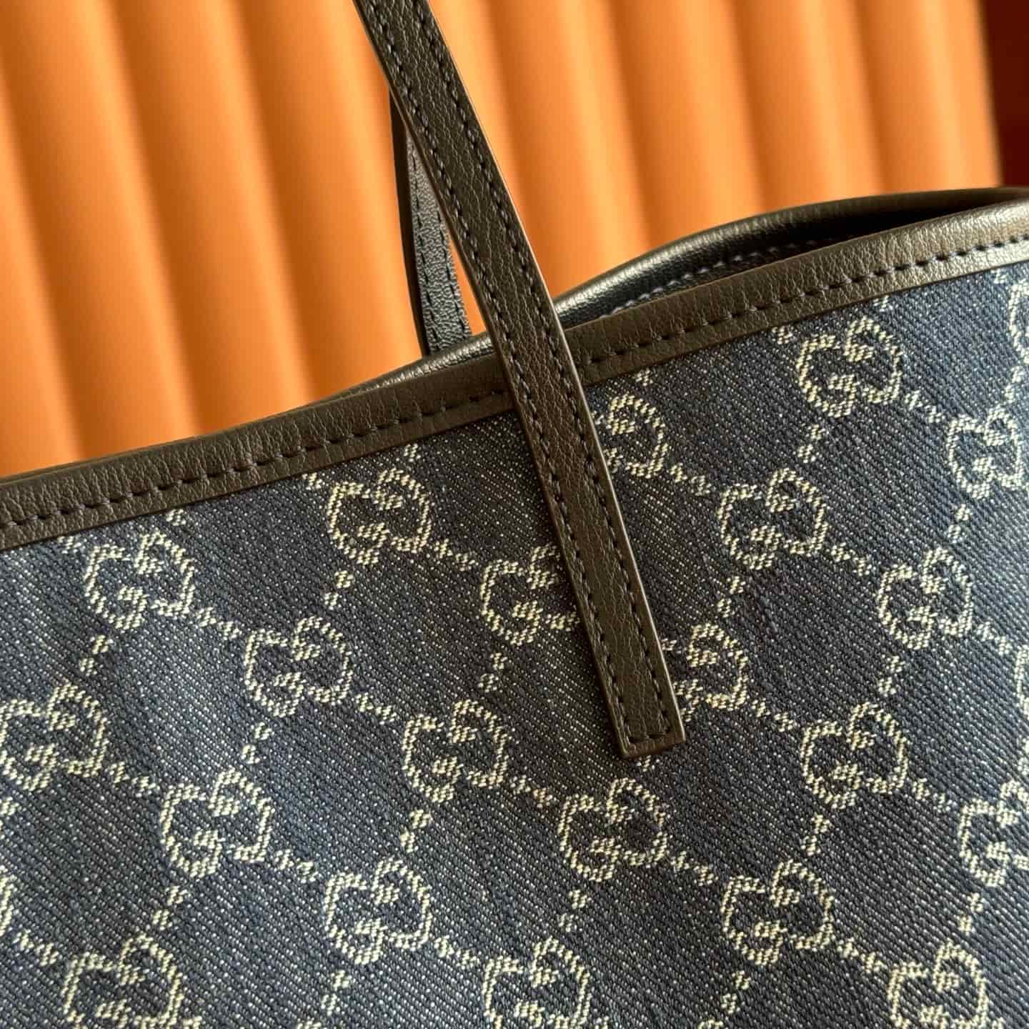 Gucci Tribeca small tote bag dark blue GG denim 875236 High