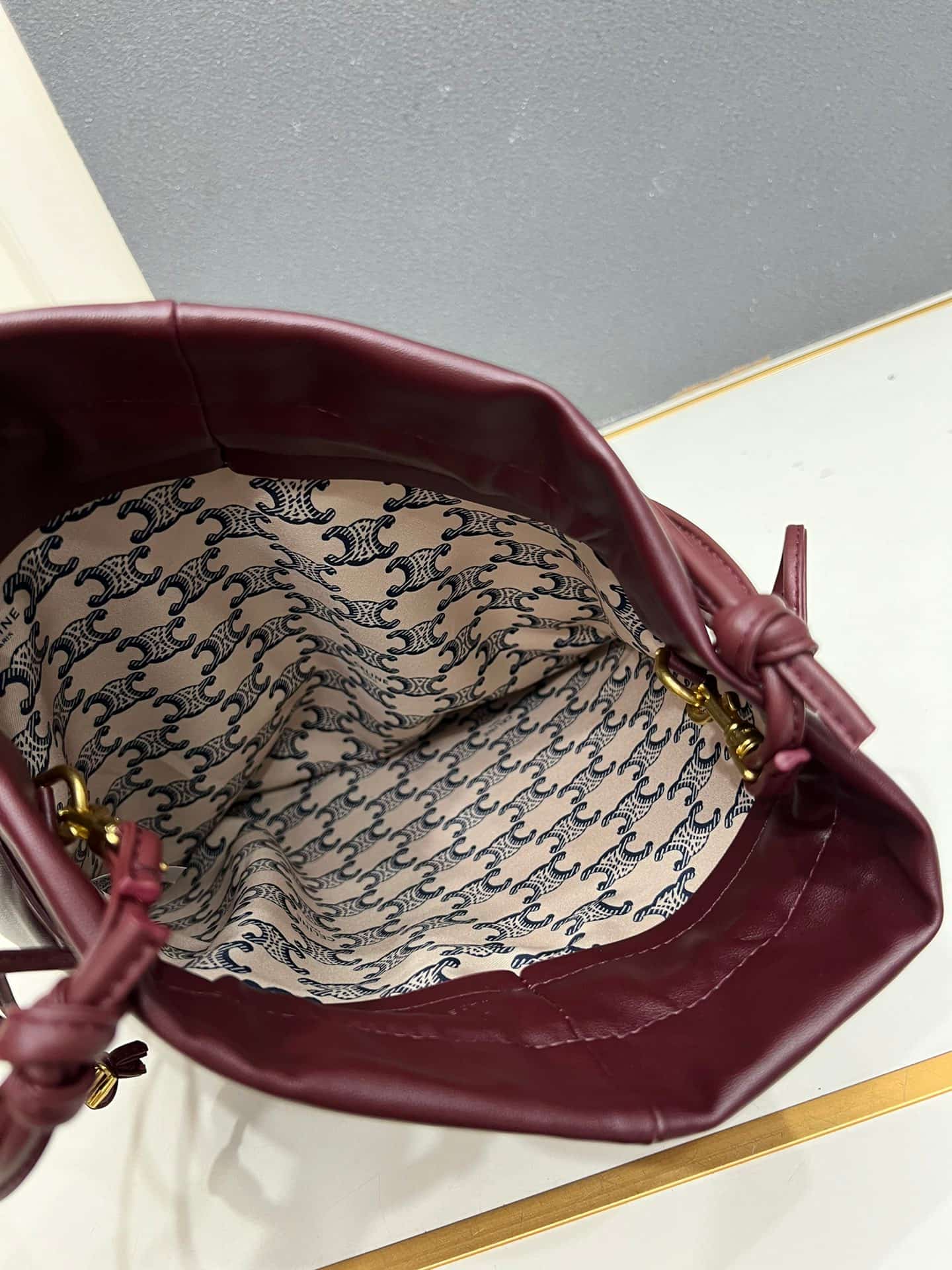 Celine SMALL CRYSTAL POUCH IN LAMBSKIN SYRAH High