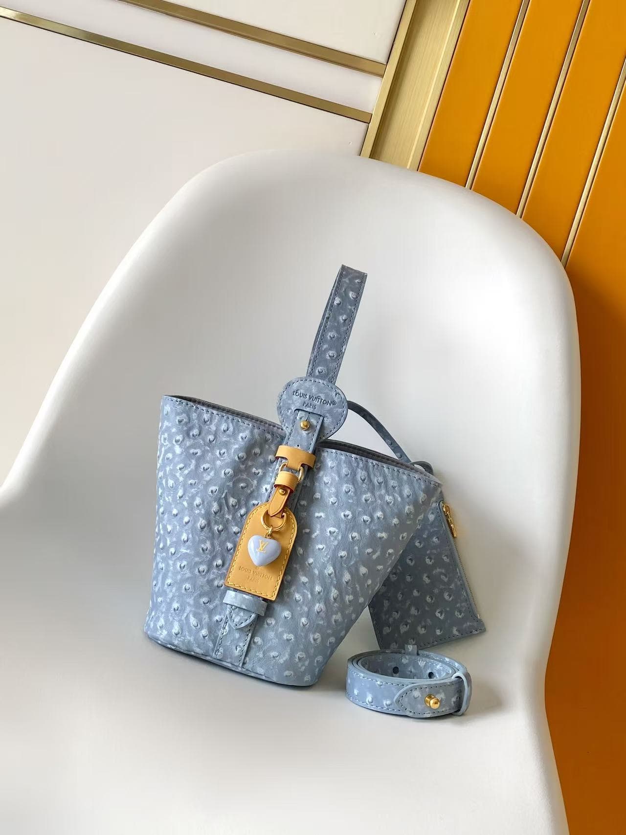 Louis Vuitton All In BB Light Blue Ostrich-embossed Leather M13480 High