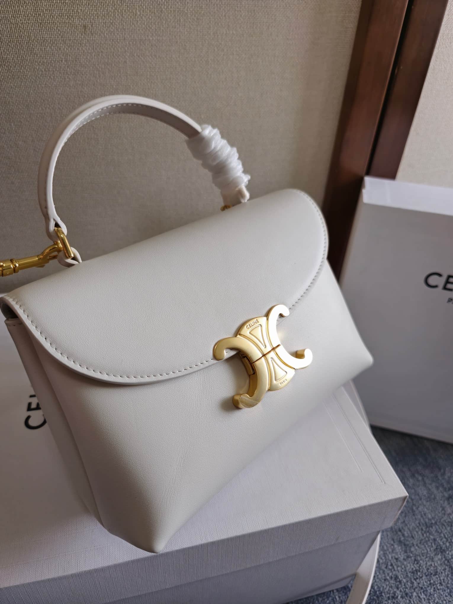 Celine Mini Nino bag in White Supple Calfskin High