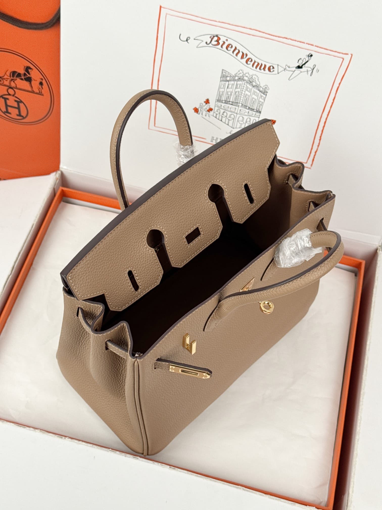 Hermes Birkin 25/30 Bag Togo Calfskin Leather Chai High