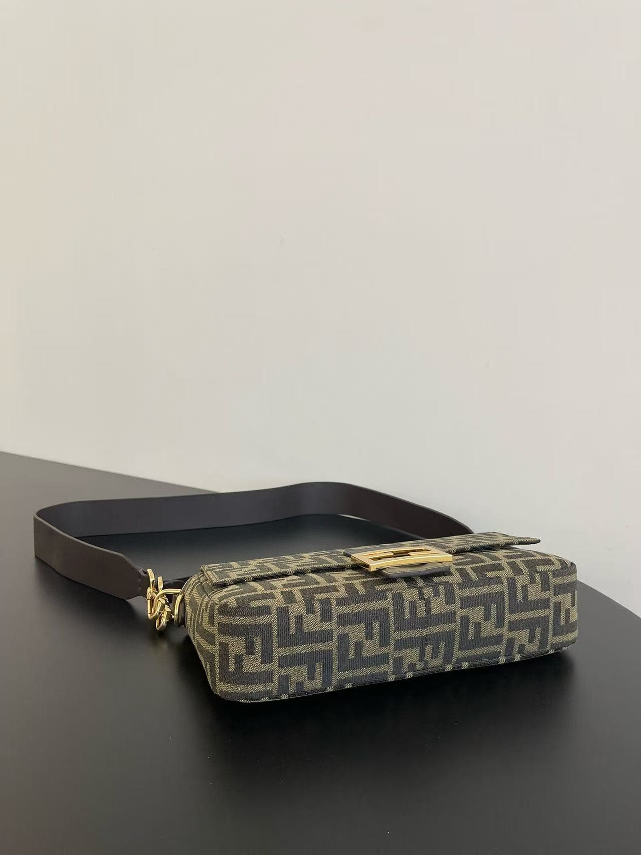 Fendi Baguette Bag in Tobacco Brown FF Jacquard Fabric High