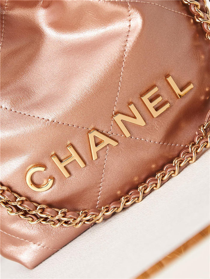 Chanel 22 MINI HANDBAG Metallic Calfskin Copper & Gold-Tone Metal AS3980 A