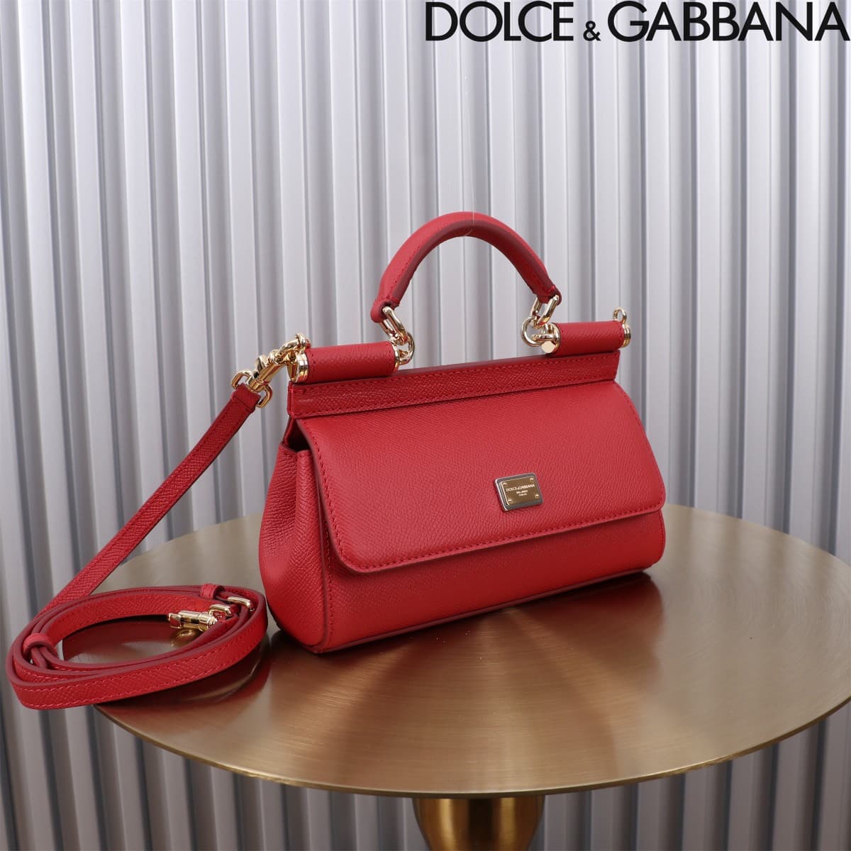 Dolce & Gabbana Miss Sicily top handle bag calfskin leather Red High