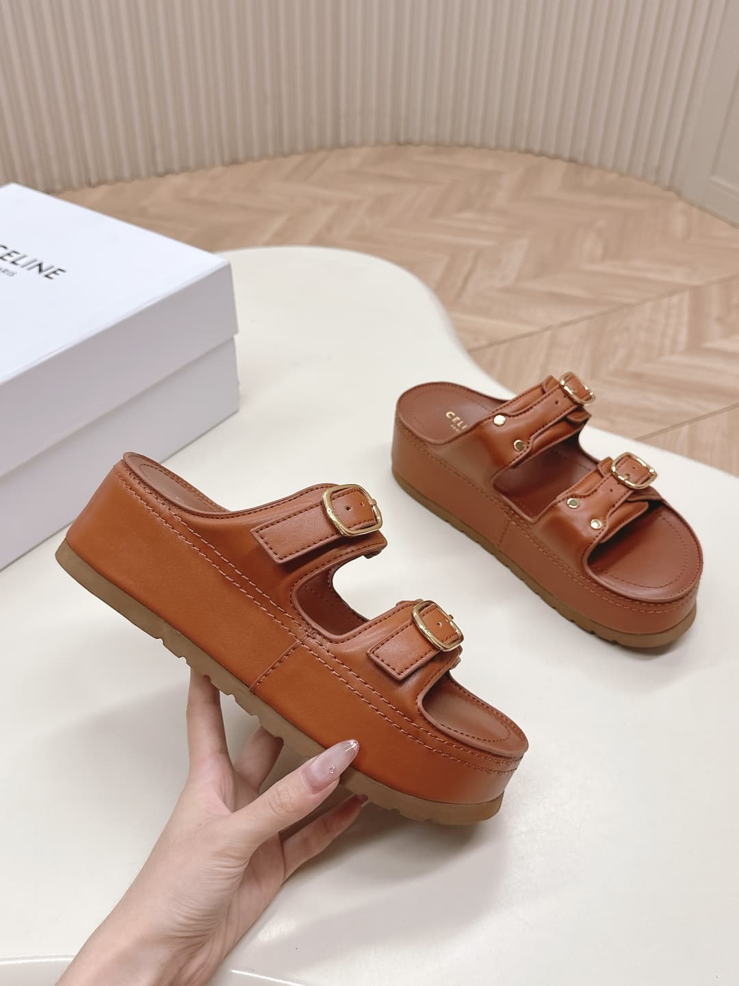 Celine Polly Wedge Mule Shoes Women