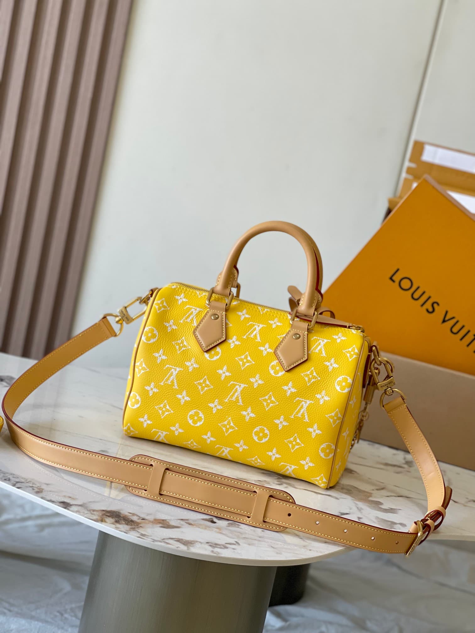 Louis Vuitton Speedy P9 Bandoulière 25 Soft calfskin Monogram Leather M24426 Yellow TOP