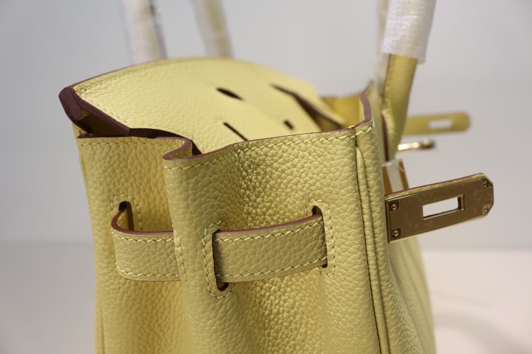 Hermes Birkin 25/30/35cm Bag Togo Leather In Jaune Poussin WAX High