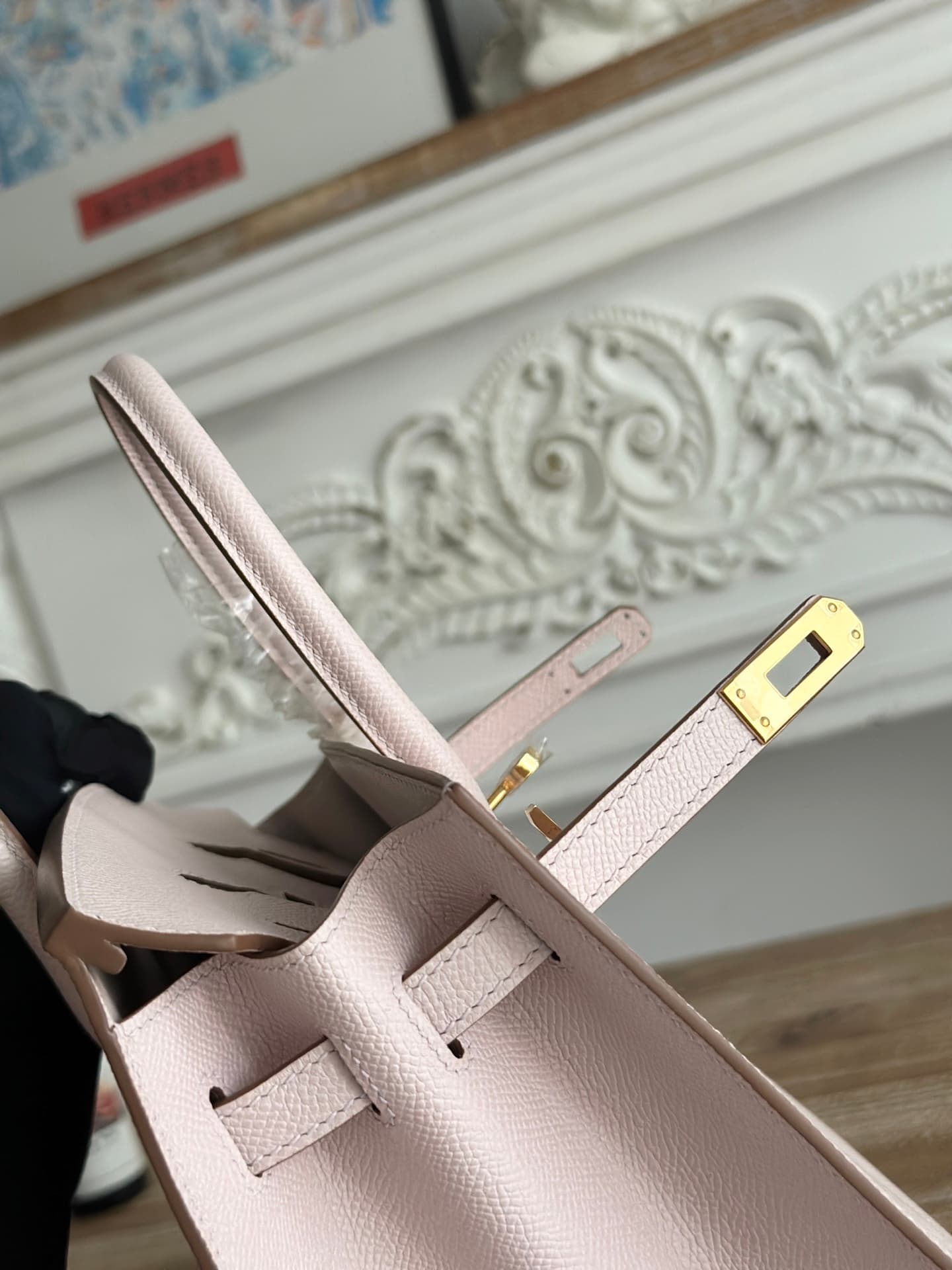 Hermes Birkin Sellier Bag 25/30 Epsom Leather WAX Mauve Pale Gold-Metal High