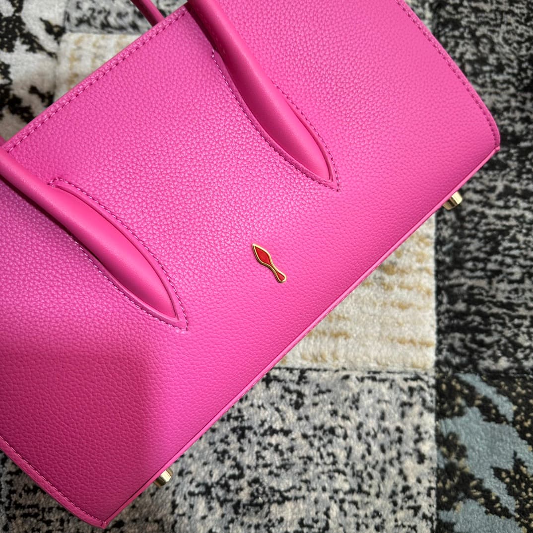 Christian Louboutin Paloma leather tote bag in Plum Red with spikes &studs High