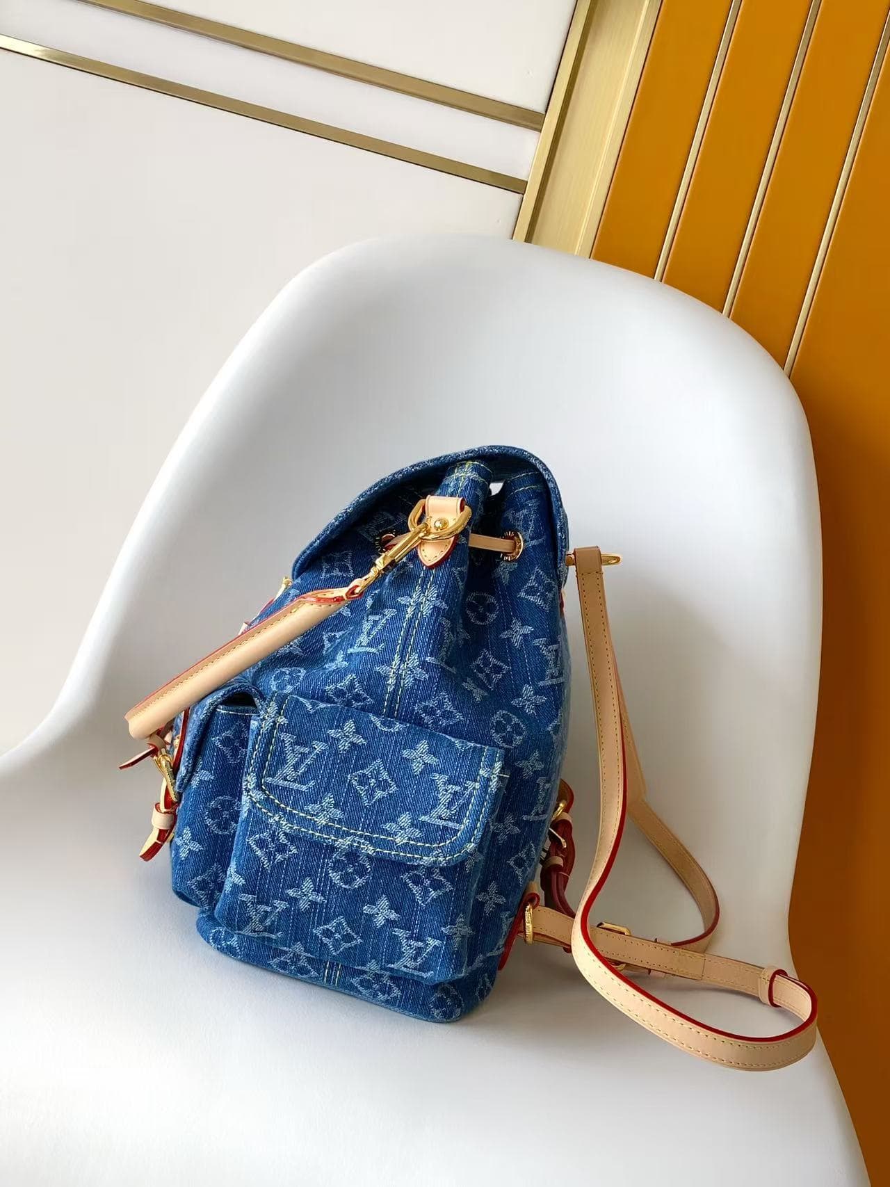 Louis Vuitton Montsouris Cargo Backpack Blue Denim M27330 High