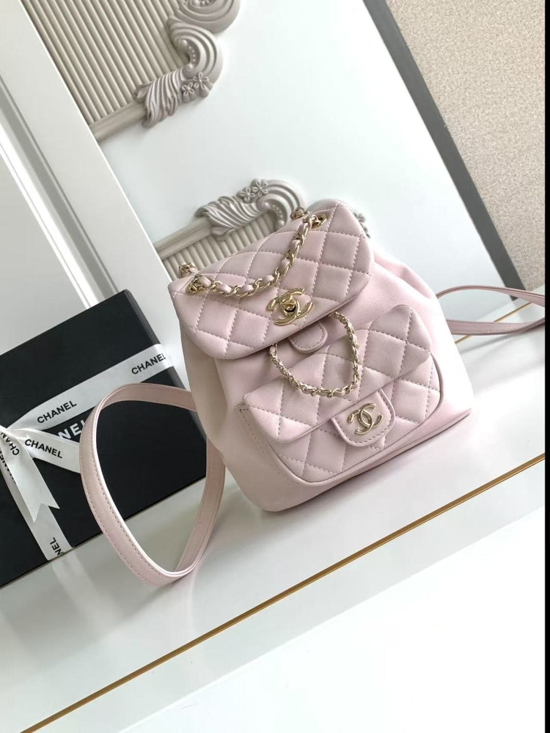 Chanel Small Quilted Duma Backpack Lambskin AS2908 Pink A
