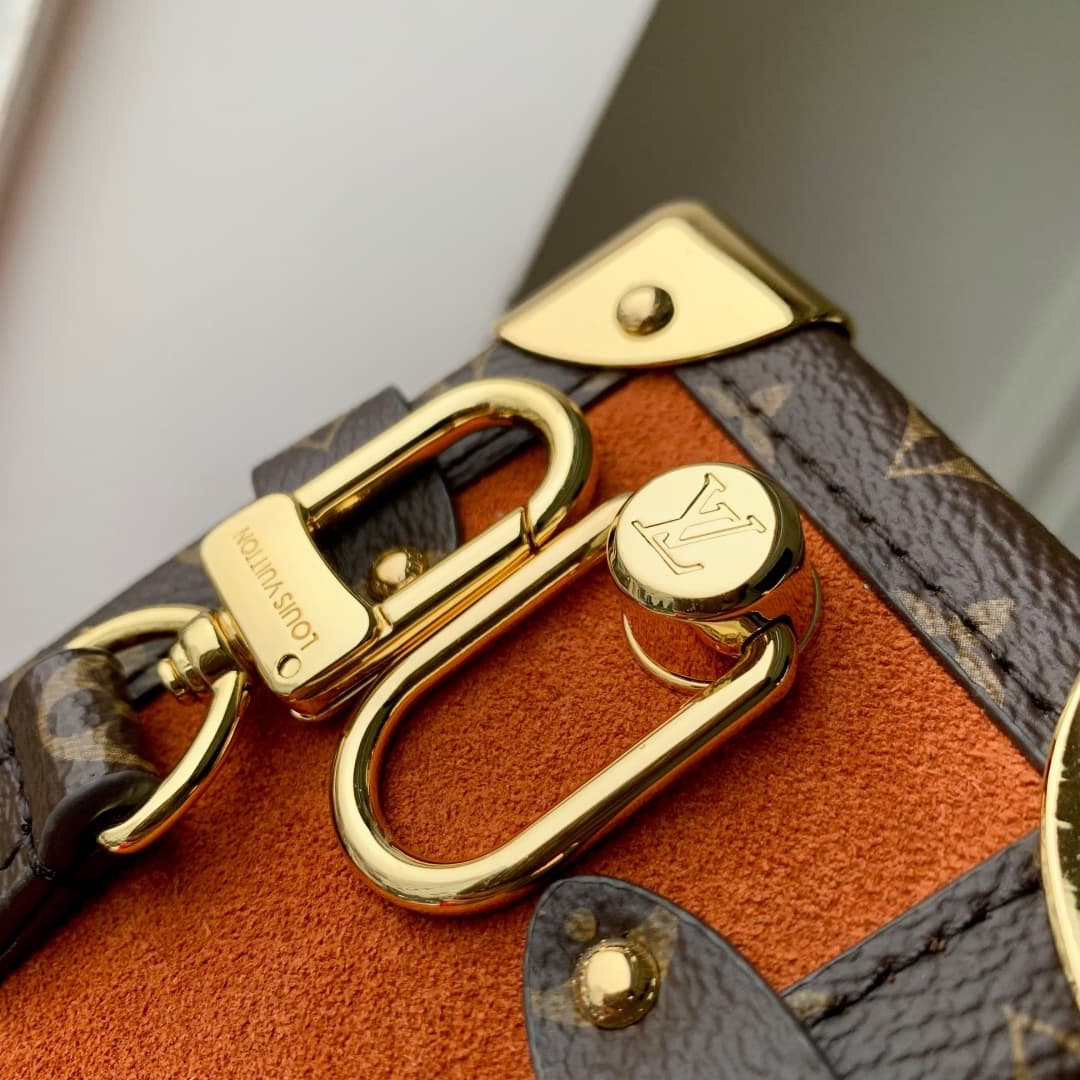 Louis Vuitton Side Trunk MM Suede calfskin leather M15072 Tan High