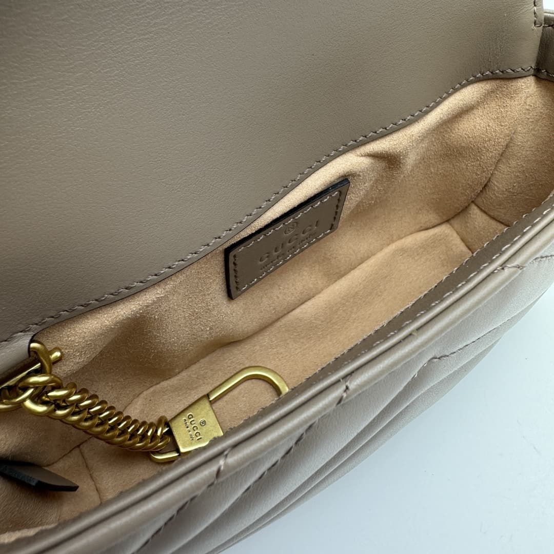 GG MARMONT MATELASSÉ SUPER MINI BAG 476433 Nude High