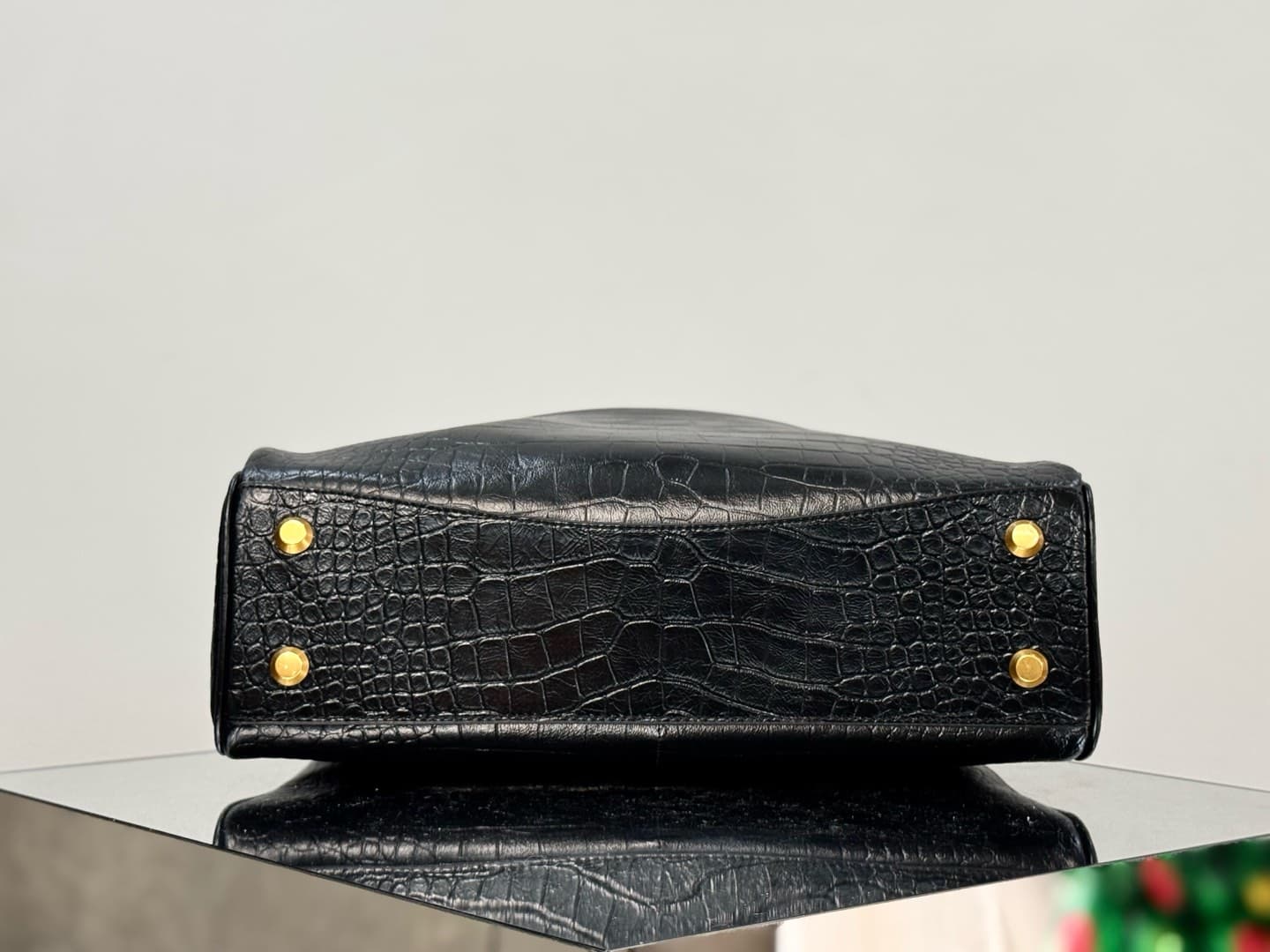 Balenciaga Rodeo Medium Bag in Black Crocodile Embossed Calfskin With Gold-Tone Metal TOP