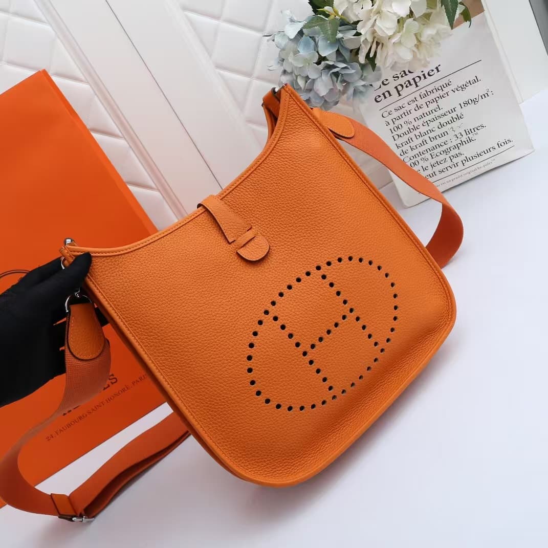 Hermes Evelyne III PM Bag Calfskin In Orange WAX High