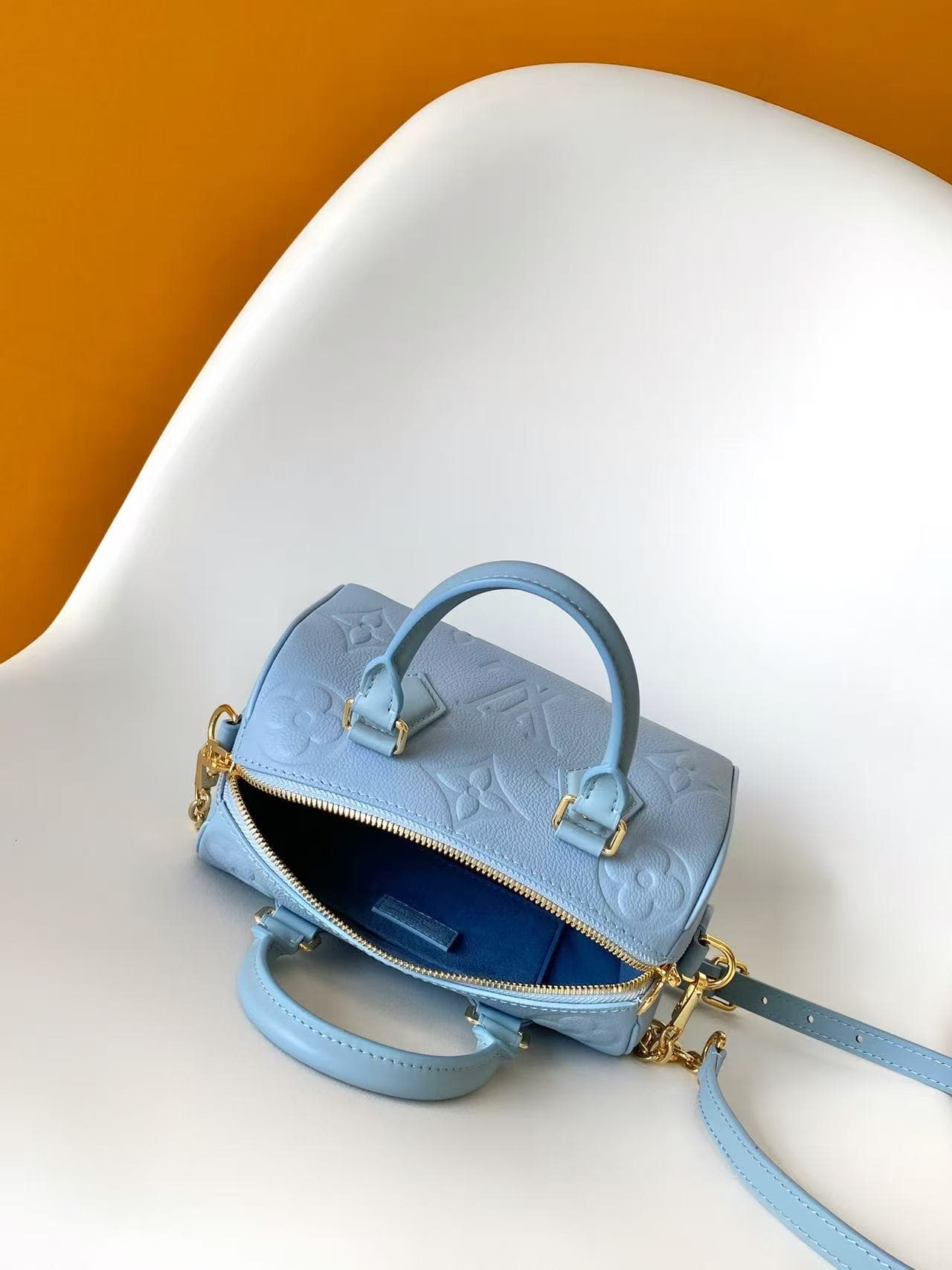 Louis Vuitton Speedy Bandoulière 20 Blue Jean Monogram Empreinte Leather M28316 High