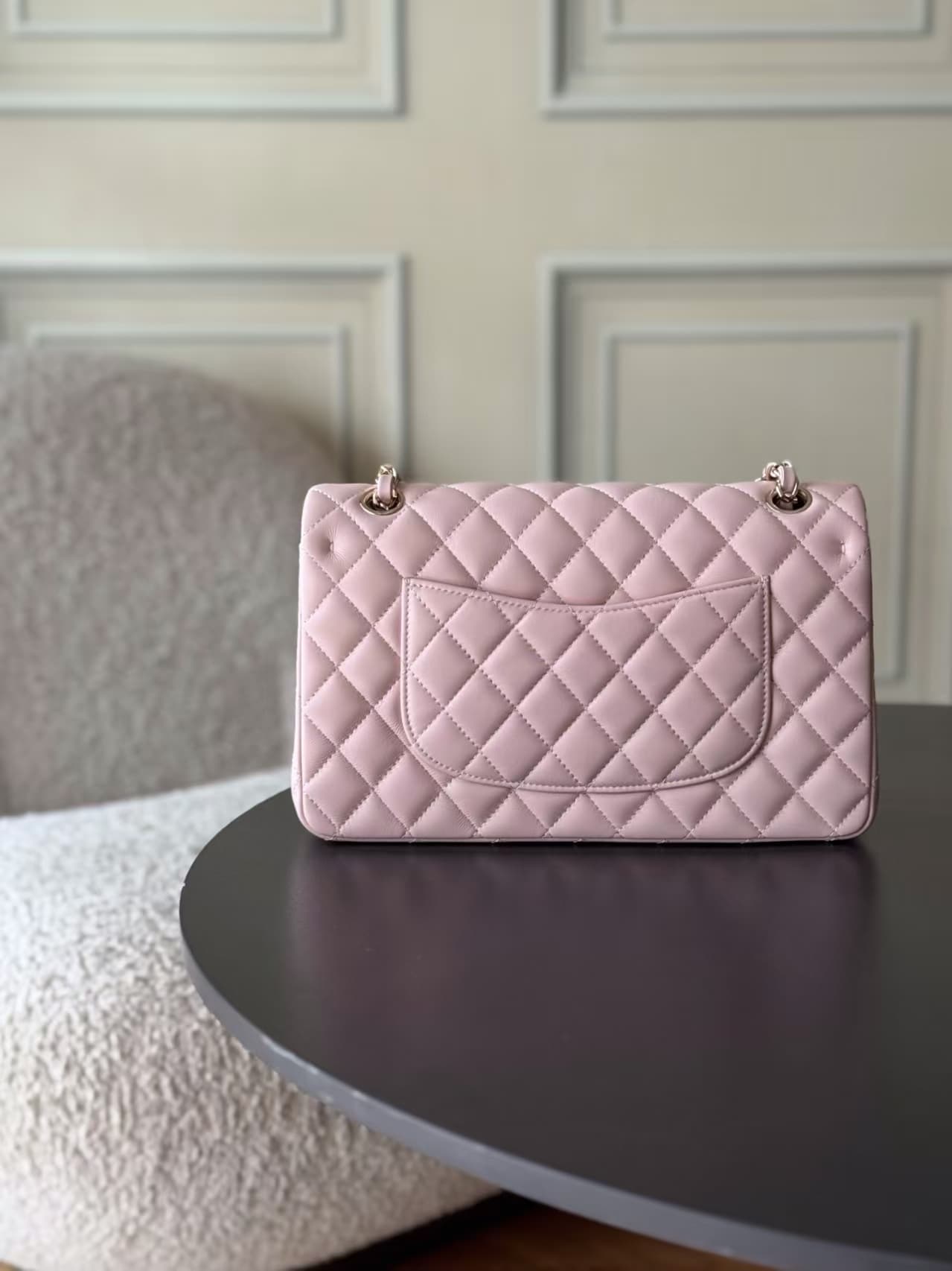 Chanel Medium CLASSIC HANDBAG Lambskin Gold-Tone Metal Pink TOP