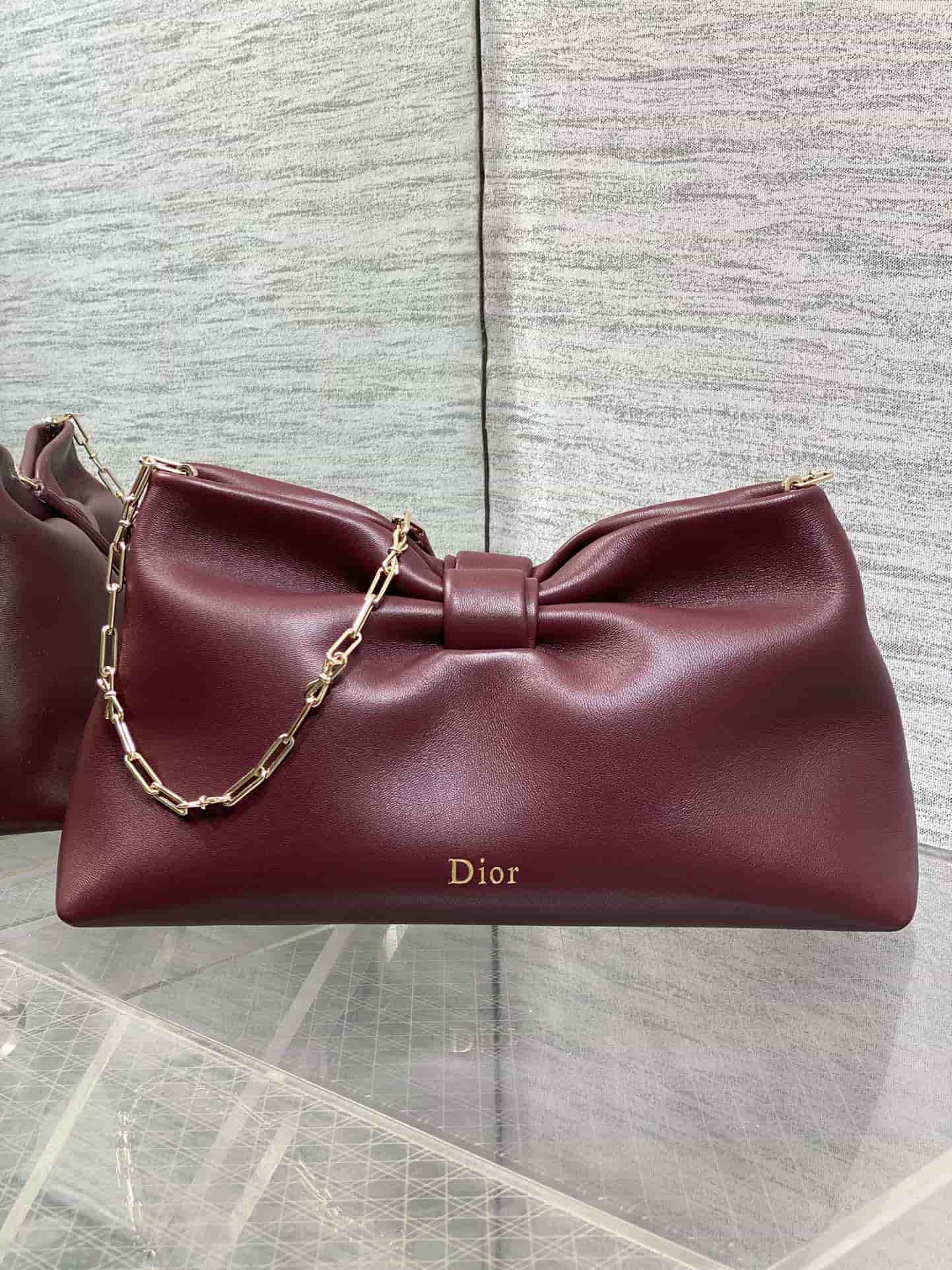 Medium Dior Bow Bag Hermitage Red Leather High