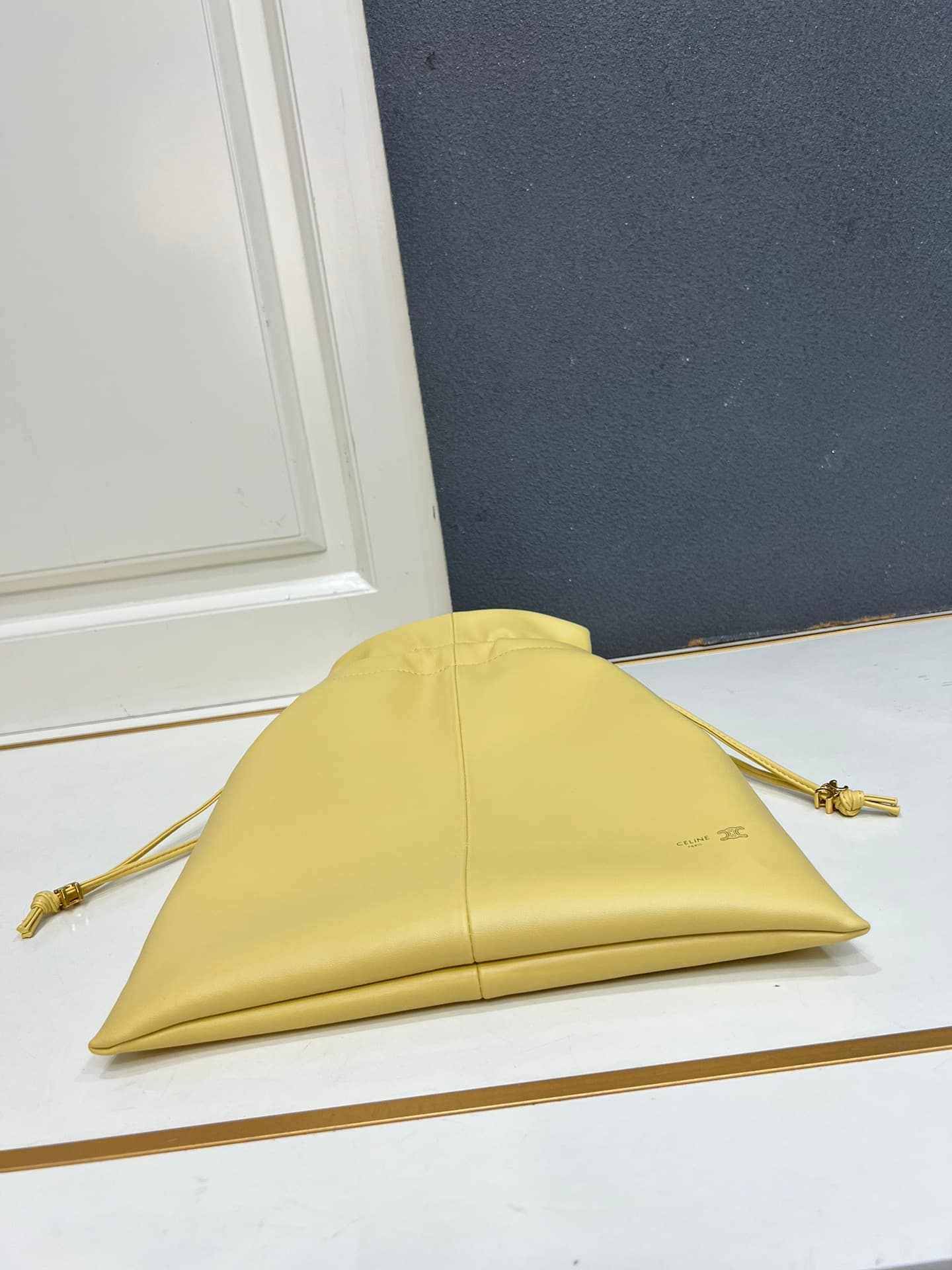 Celine SMALL CRYSTAL POUCH IN LAMBSKIN Yellow High