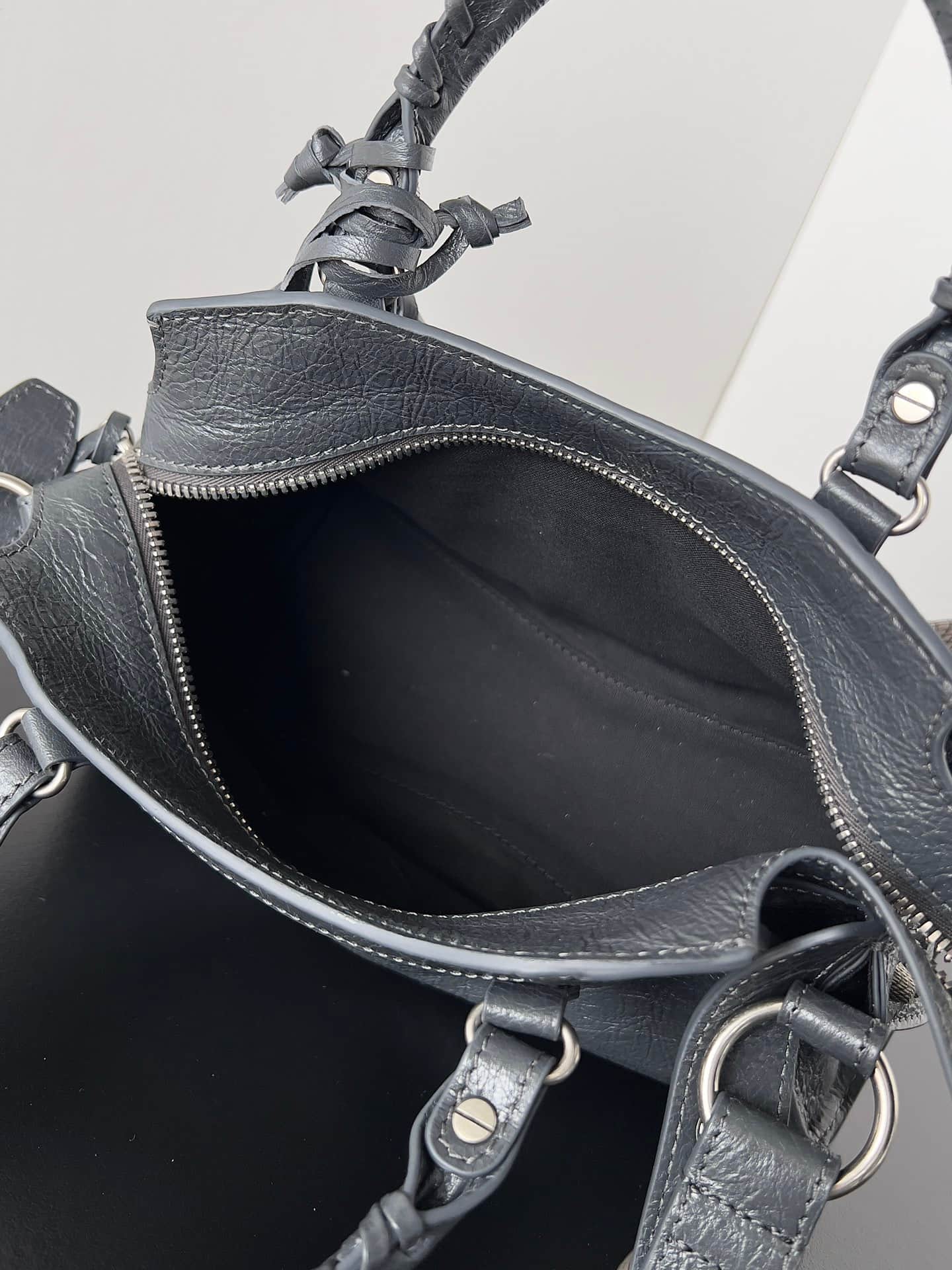 Balenciaga Small Neo Cagole City bag in anthracite grey lambskin leather High