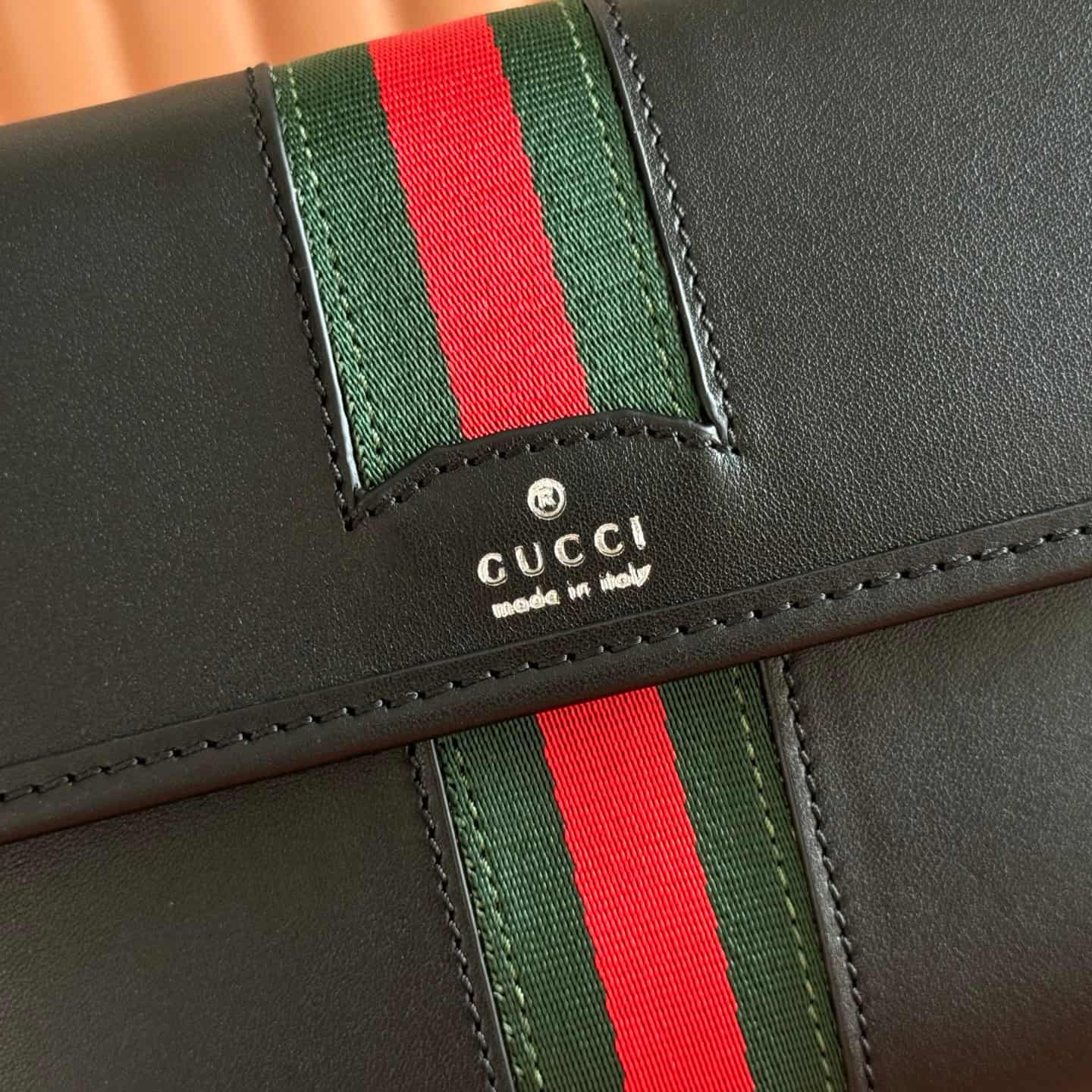 Gucci Web Trademark small belt bag Black soft leather 867032 High