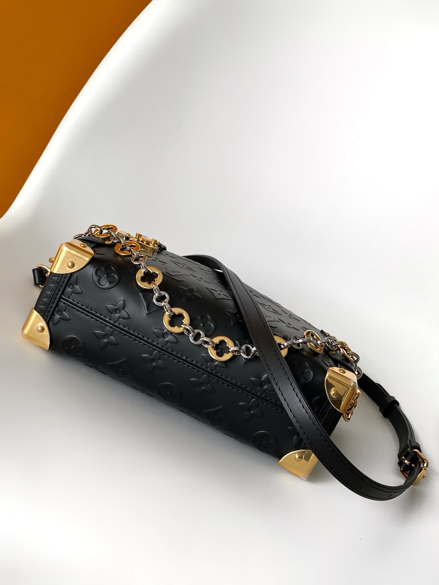 Louis Vuitton Side Trunk MM Black Grained cowhide leather M28570 High