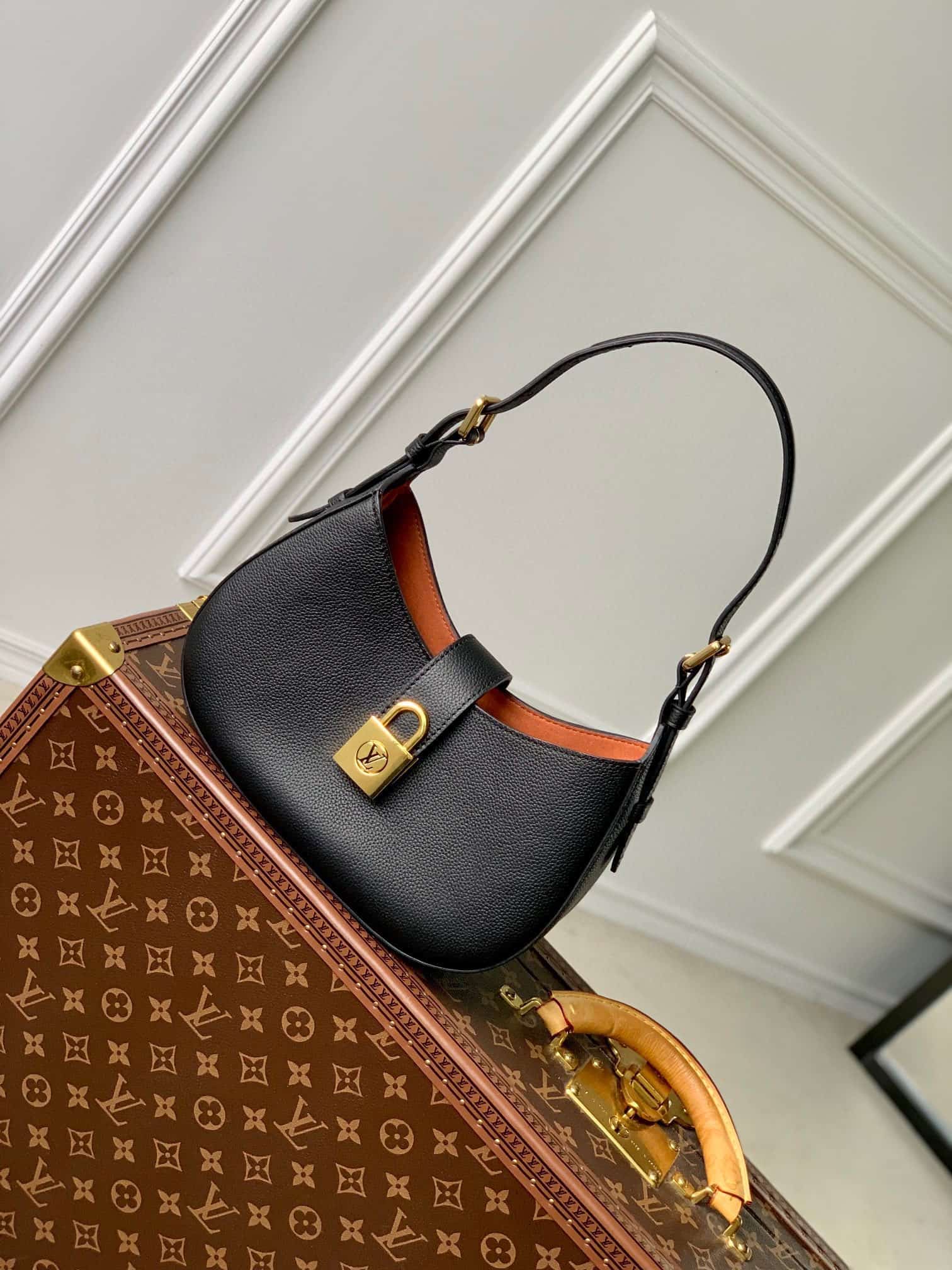 Louis Vuitton Low Key Shoulder Bag Black Grained calfskin M24611 High