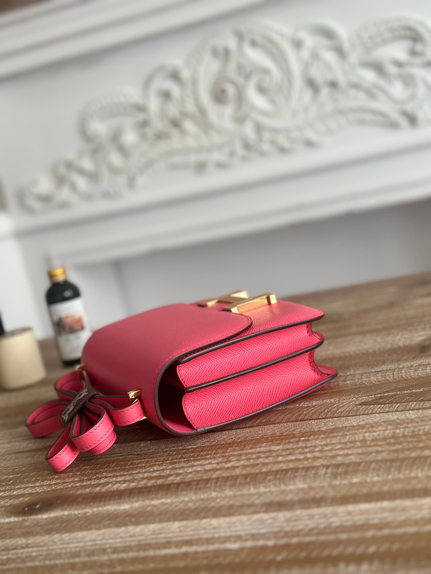 Hermes Mini Constance 18/24cm Epsom Bag Rose eLipstick WAX  High