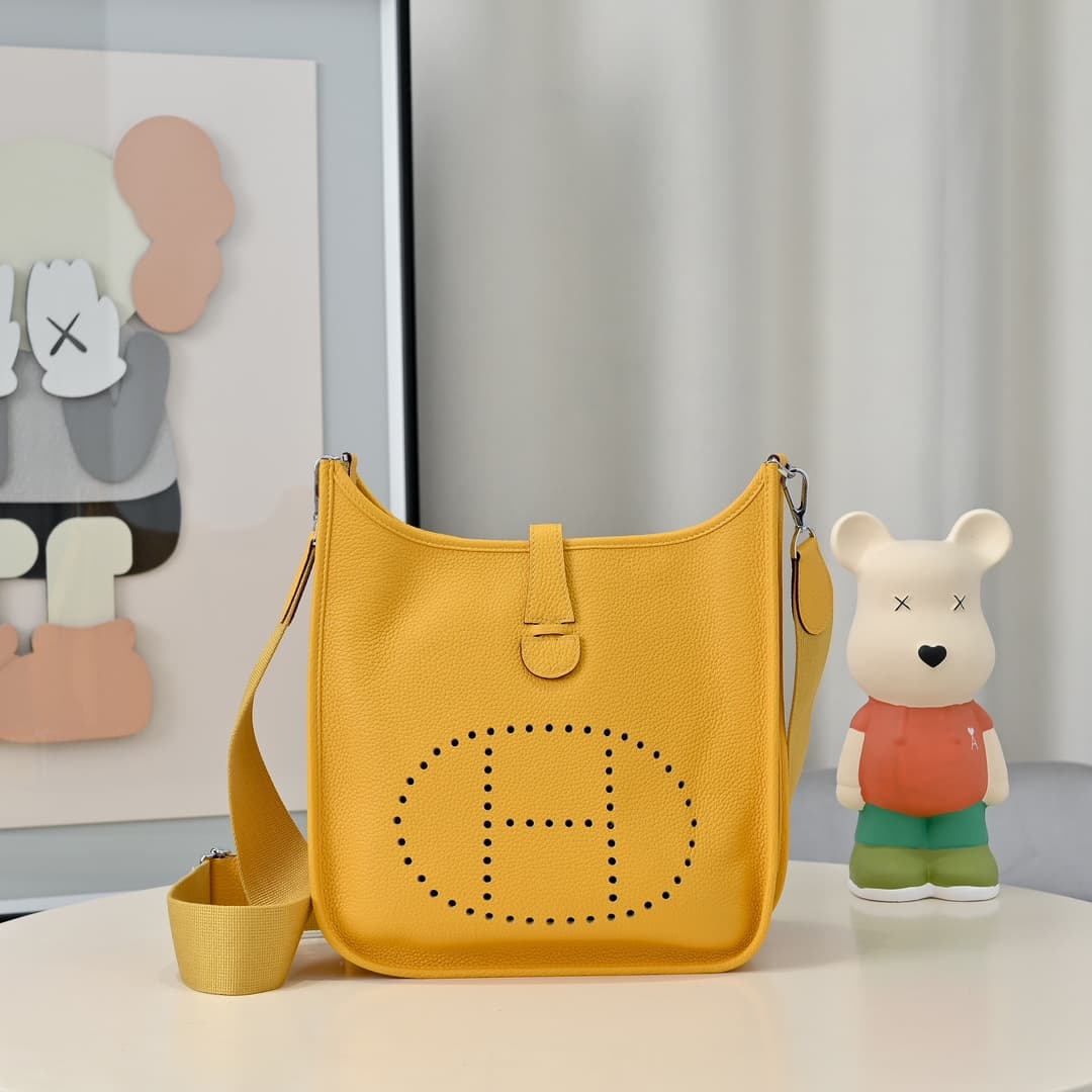 Hermes Evelyne III PM Bag Clemence Leather In Yellow High