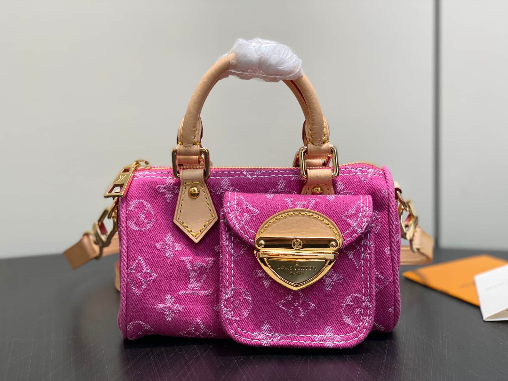 Louis Vuitton Nano Speedy Monogram Fuchsia Denim M27603 High