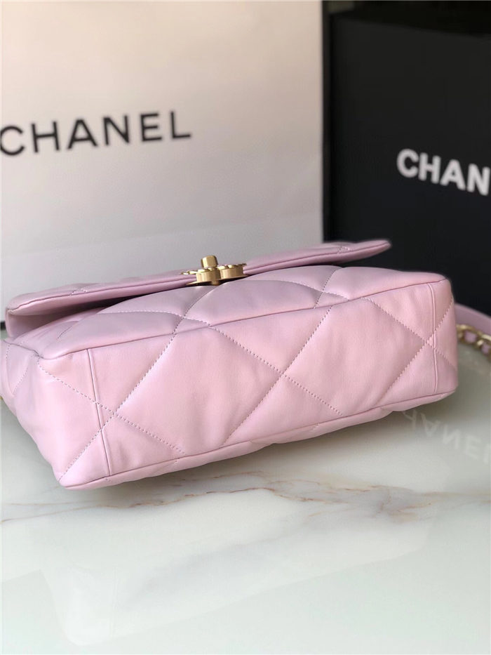 Large Chanel 19 Flap Bag Lambskin Pink High