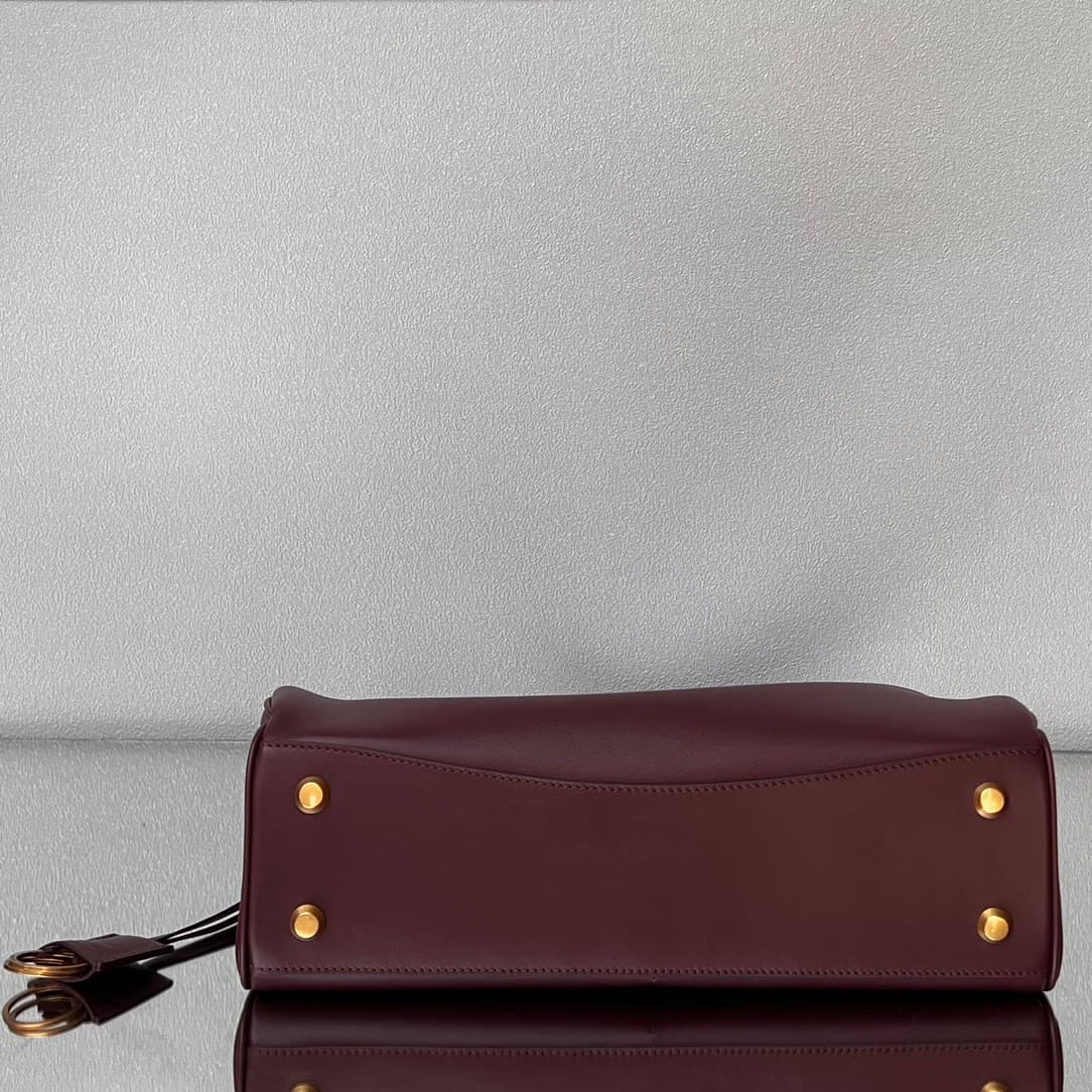 Balenciaga Rodeo Medium Bag in Dark Burgundy Leather With Gold-Tone Metal TOP