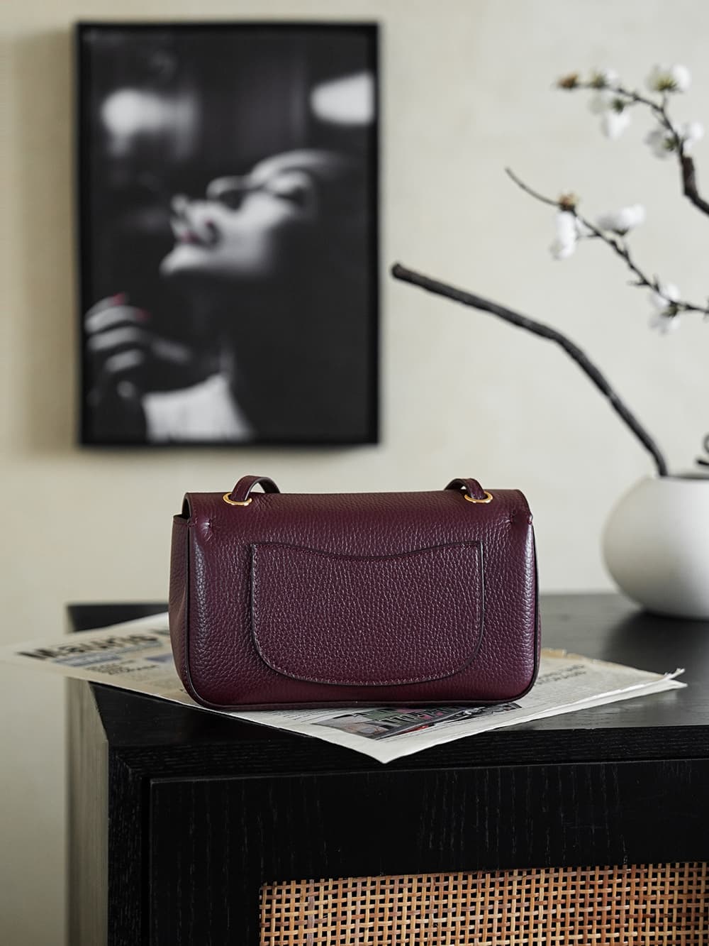 CHANEL Mini flap bag Grained Calfskin&Gold-tone metal Claret AS6573 A