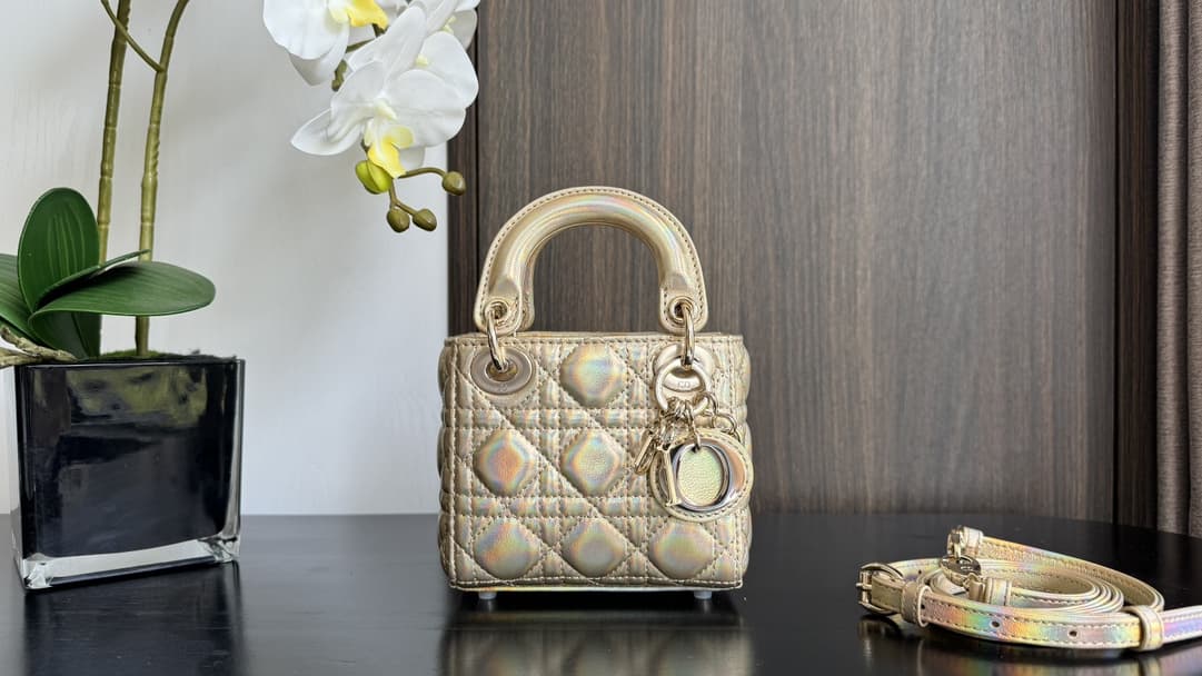 MICRO LADY Dior BAG Cannage Lambskin Iridescent Metallic High