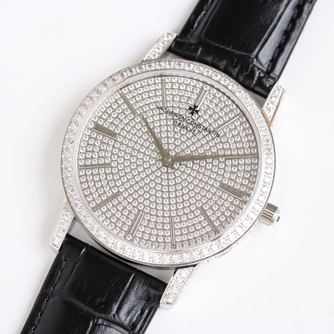 Vacheron Constantin Traditionnelle Watch with Silver  Paved Diamonds TOP
