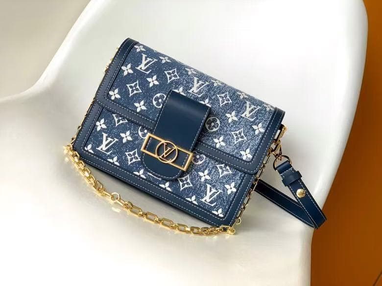 Louis Vuitton DAUPHINE MM BAG Denim Blue High
