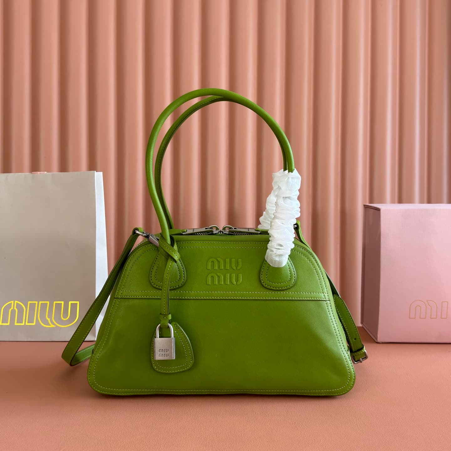 Miu Miu Vivant nappa leather bag Green 5BB199 TOP