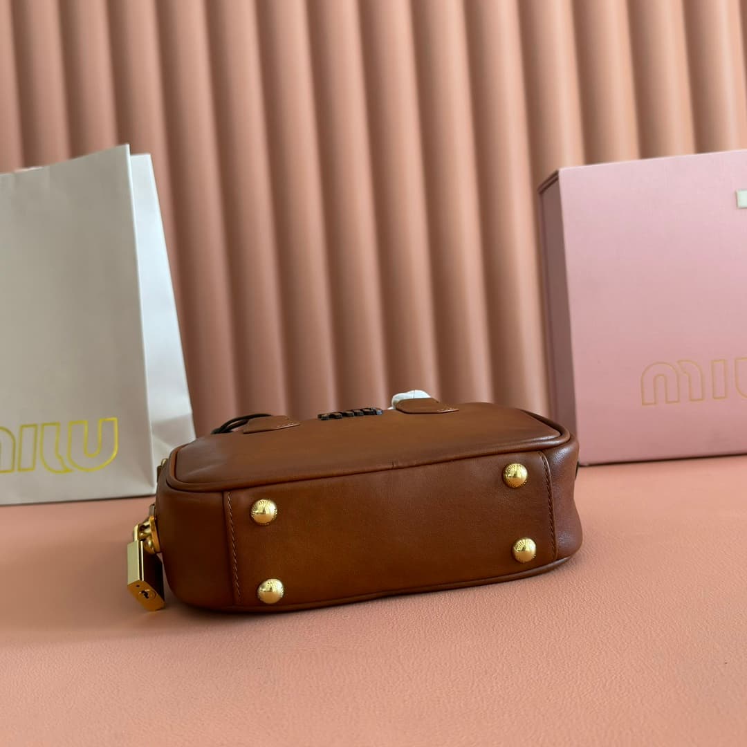 Miu Miu Arcadie Calfskin leather bag 5BB123 Cognac TOP