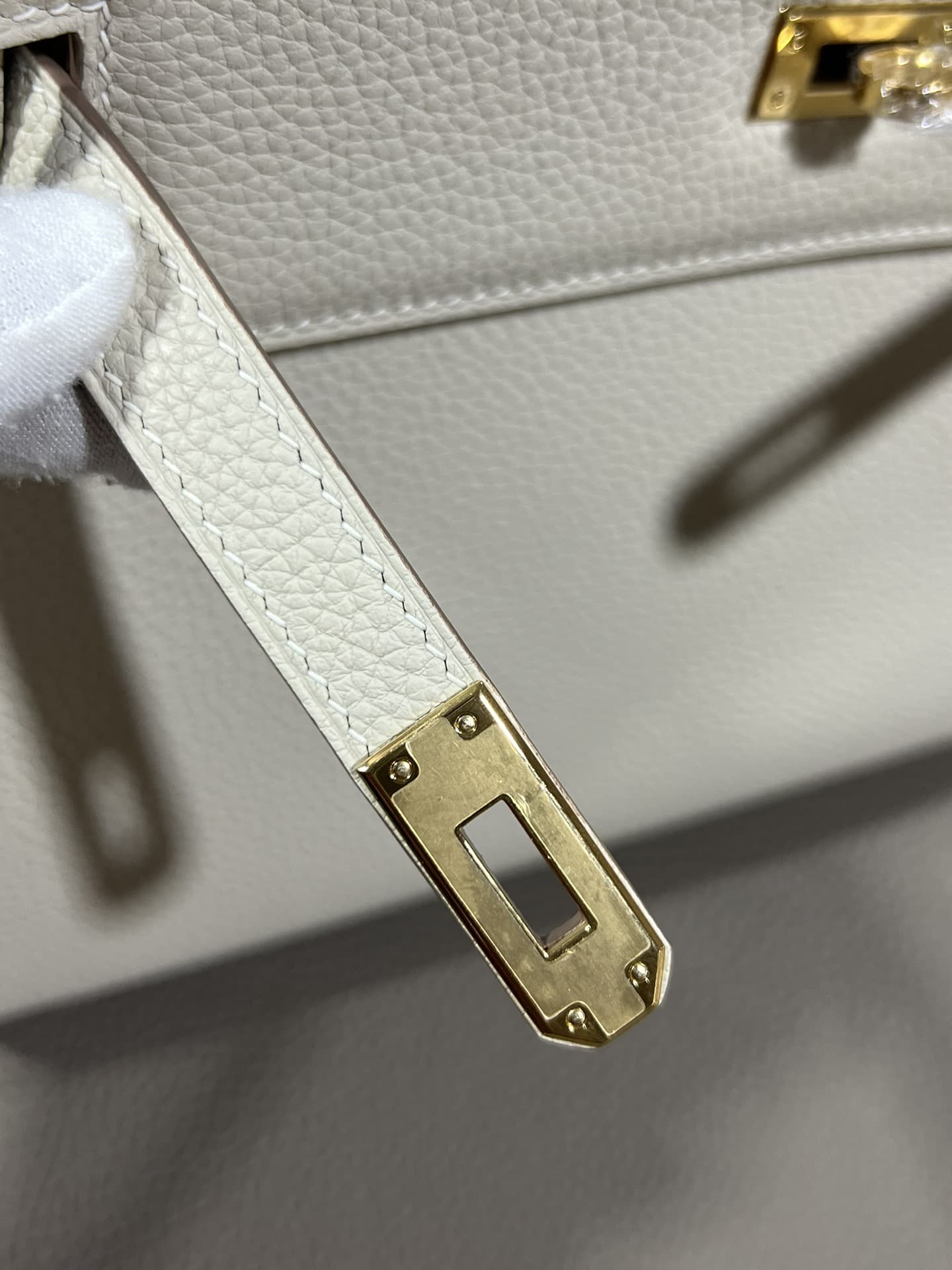 Hermes Kelly 25/28/32cm Retourne Bag Togo Leather In Craie WAX High