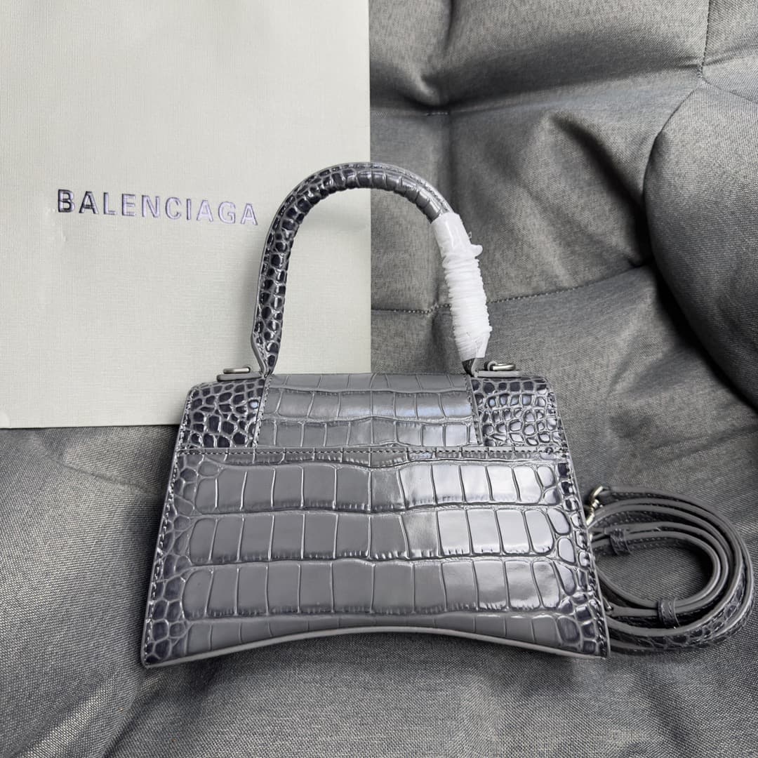 WOMEN'S HOURGLASS S TOP HANDLE BAG Crocodile Grey High
