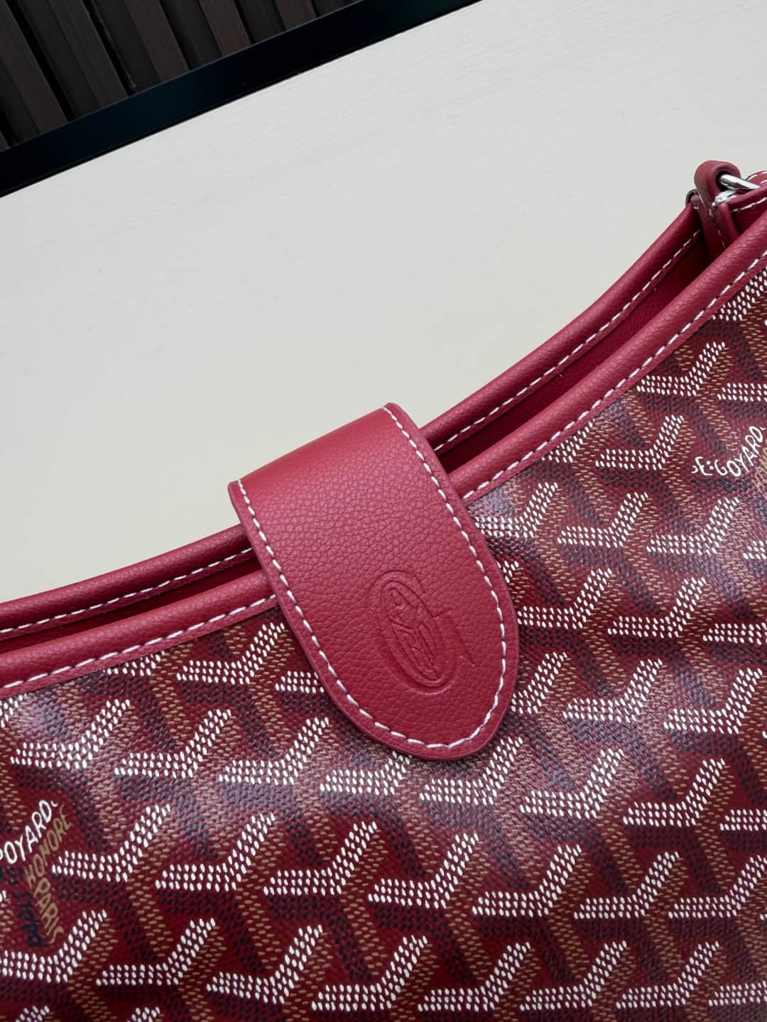 Goyard Musette PM bag in burgundy Goyardine canvas Mid