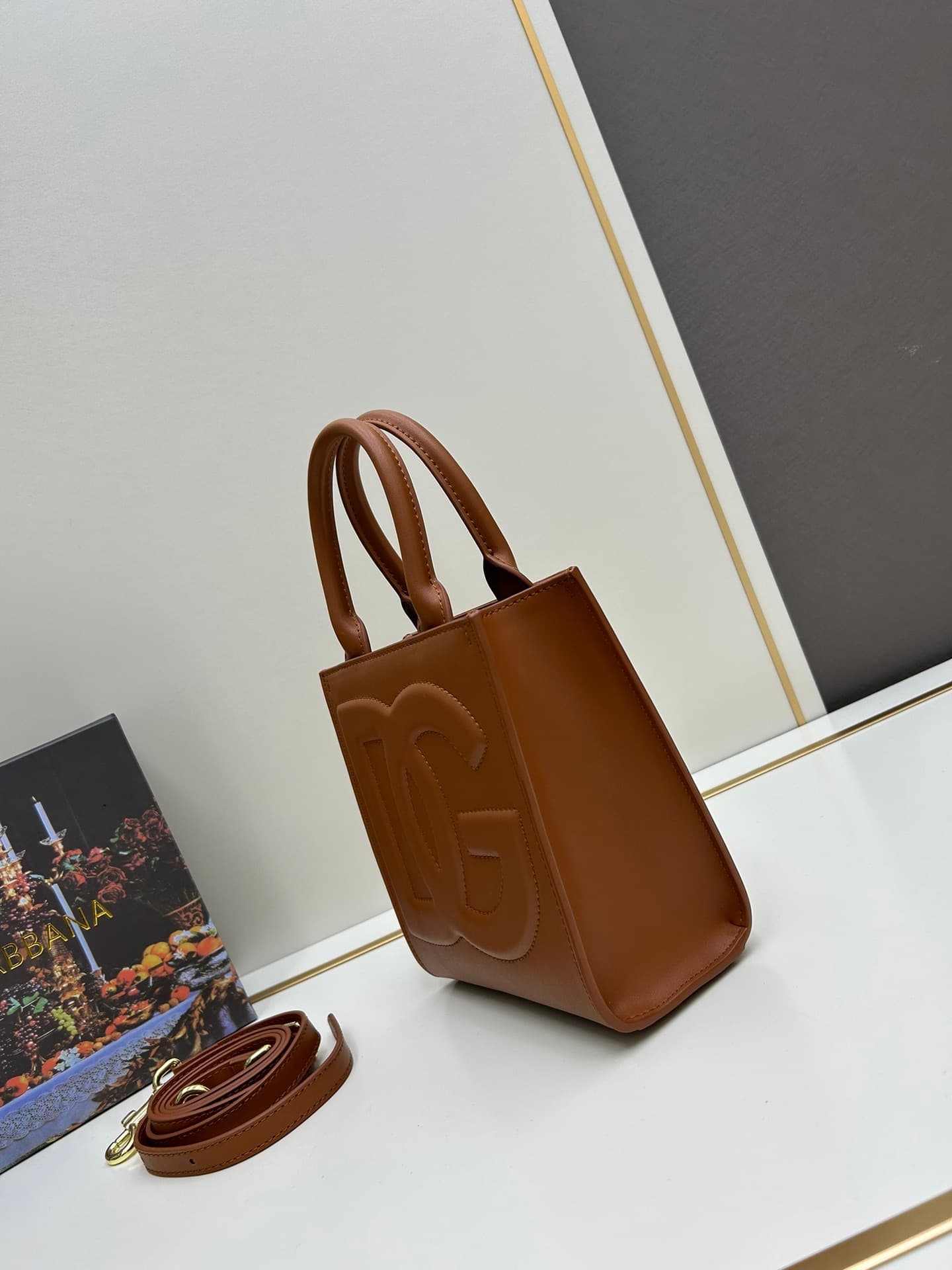 Dolce & Gabbana Mini DG Daily Tote Bag Brown Calfskin High