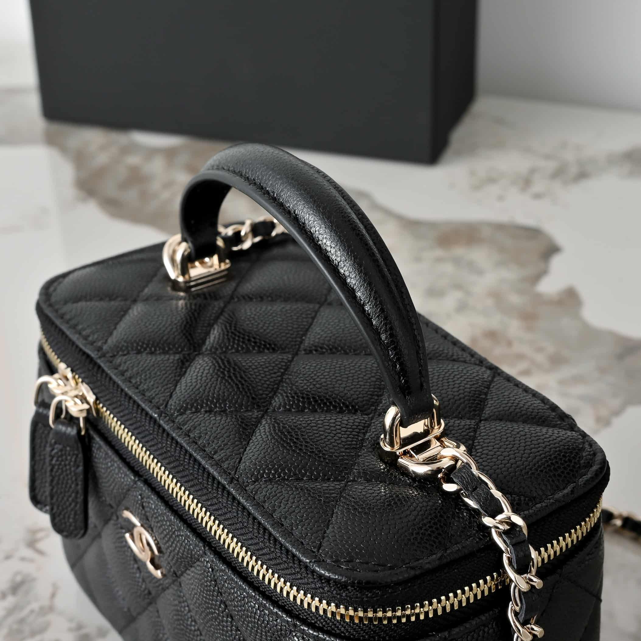Chanel VANITY WITH CHAIN AP2199 Grained Calfskin Gold-Tone Metal High