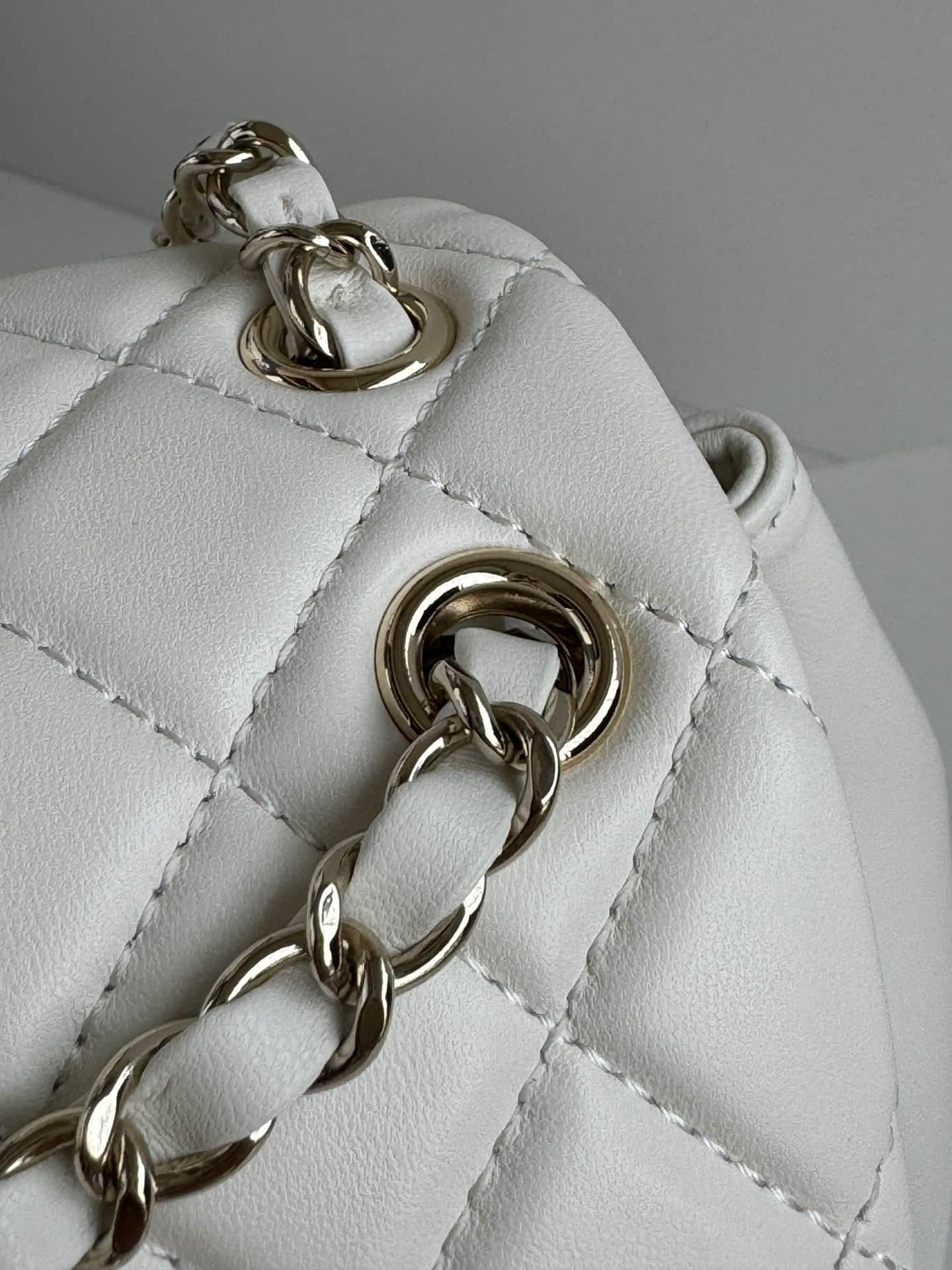 Chanel Small Quilted Duma Backpack Lambskin AS2908 White High